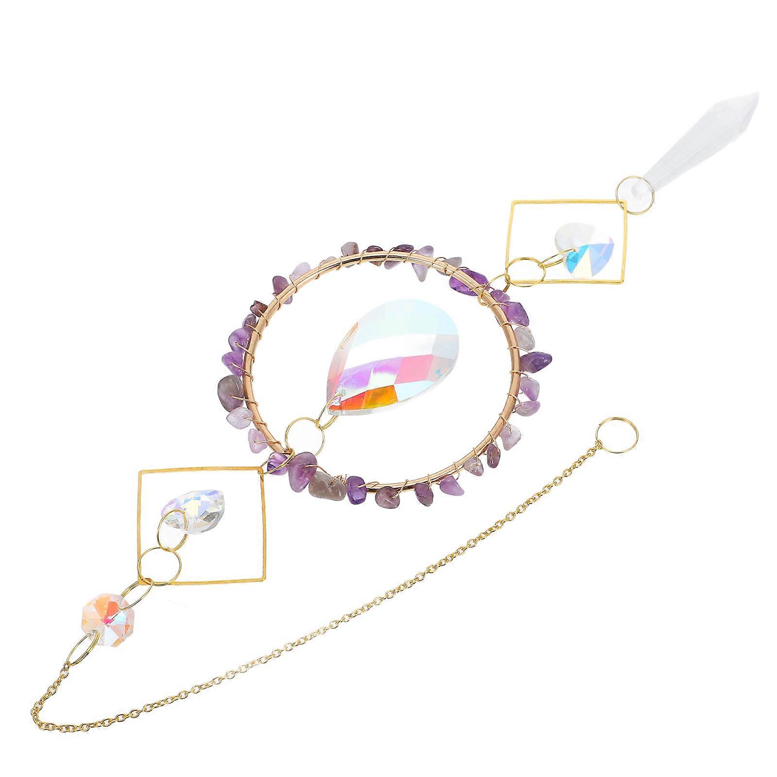 Purple Crystal Sun Catcher for Windows Hanging Decoration 2Pcs Set