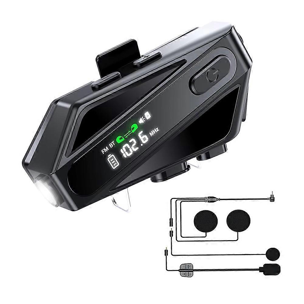 C6 Motorcycle Helmet Bluetooth-Compatible Headset with LCD Screen / FM Radio / Noise Cancellation / Voice Assistant, Hard Mi