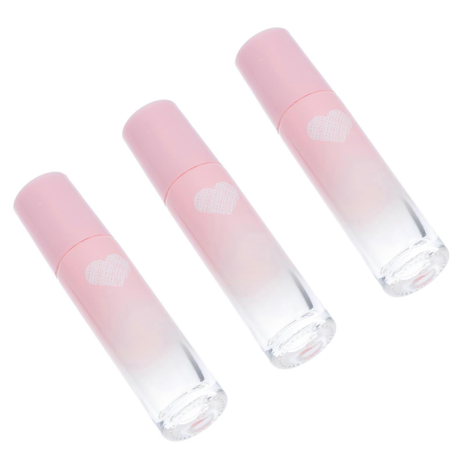 Refillable Glass Perfume Bottles for Storage Use 6Pcs Heart Pattern Pink