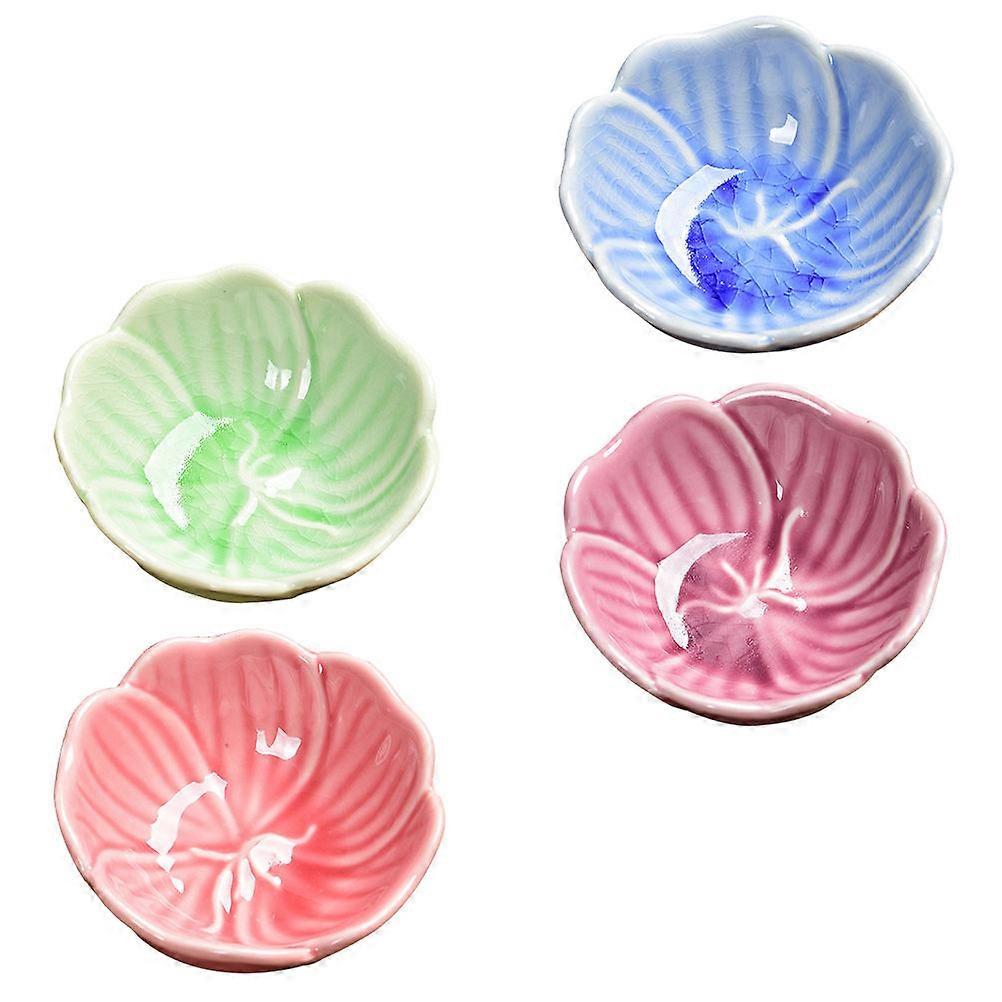 Assorted Color Ceramic Seasoning Plate for Storage 12Pcs Daffodil Style