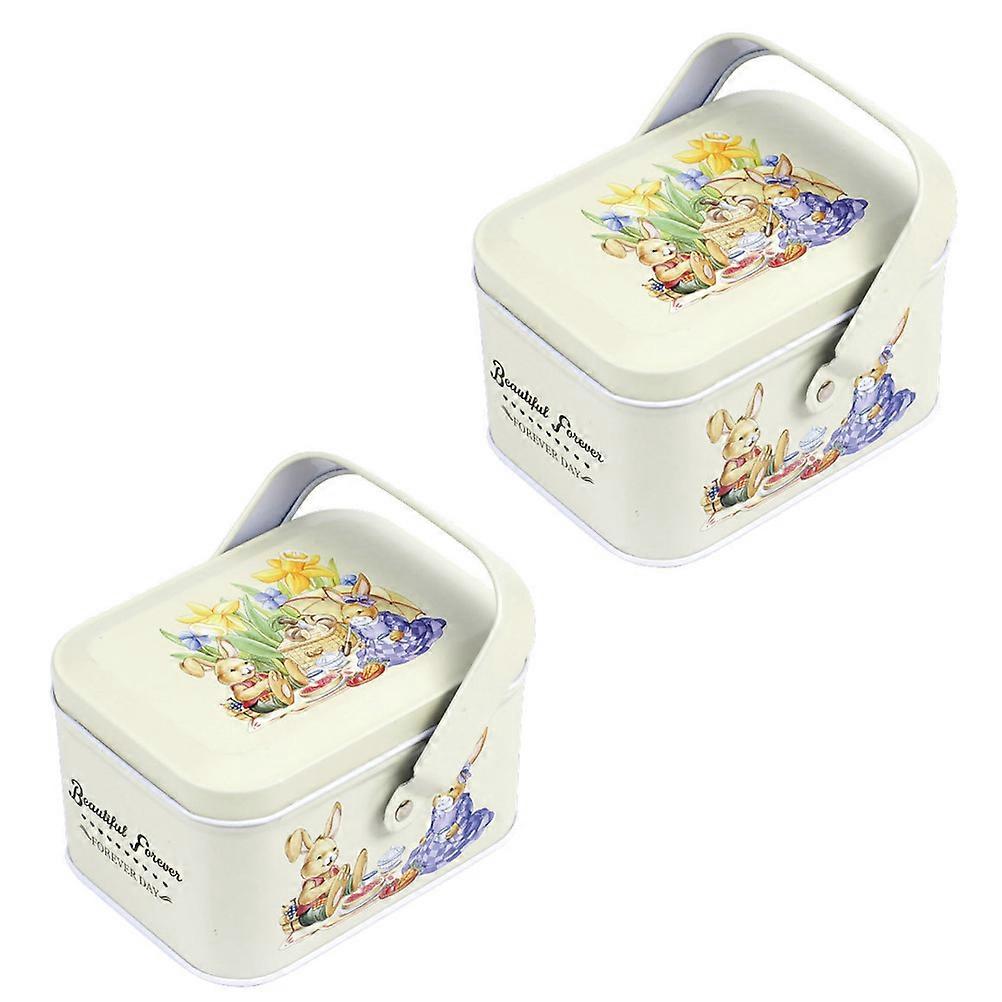Candy Storage Tin Container Easter Candy Boxes Iron Rectangular Gift Packaging For Kids Party Supplies 2Pcs