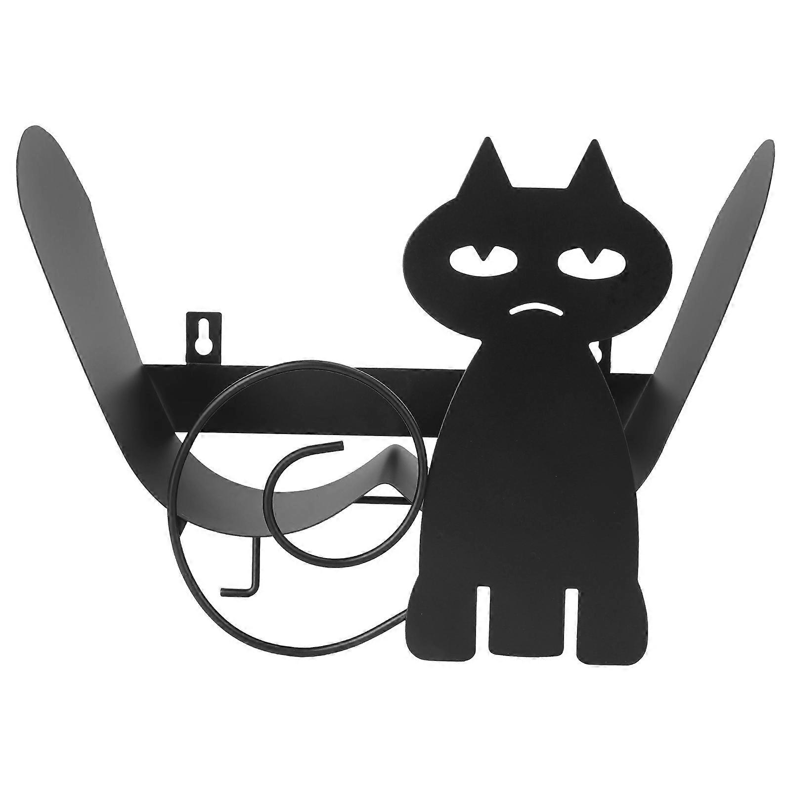 Cat Shape Roll Paper Storage Rack for Storage Metal Paper Holder Black