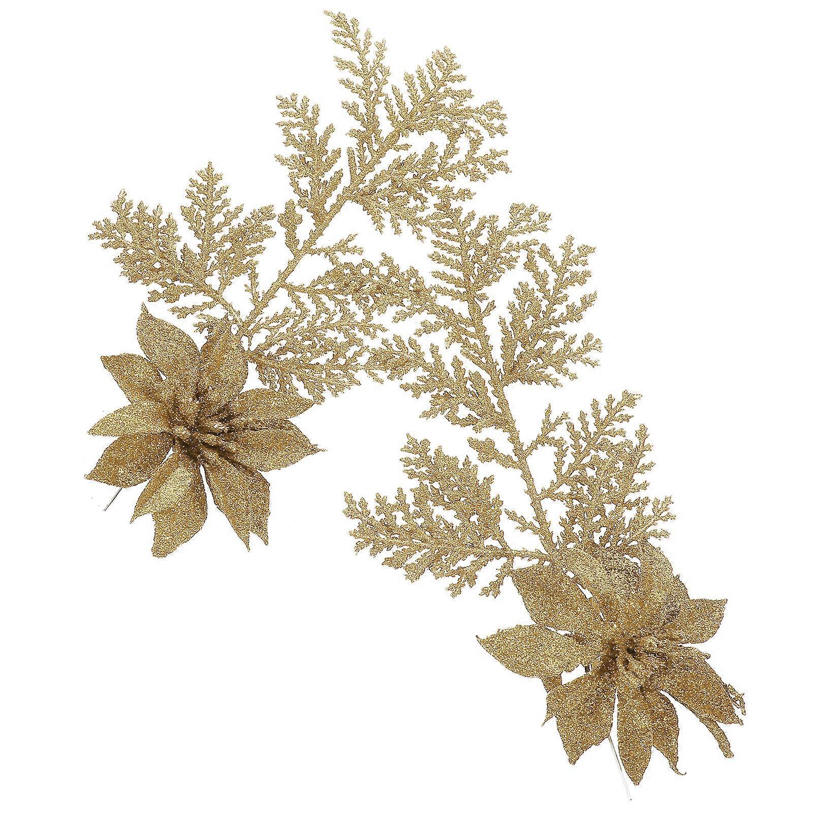 Fake Pine Branches Glitter Artificial Flower for Decor 24Pcs