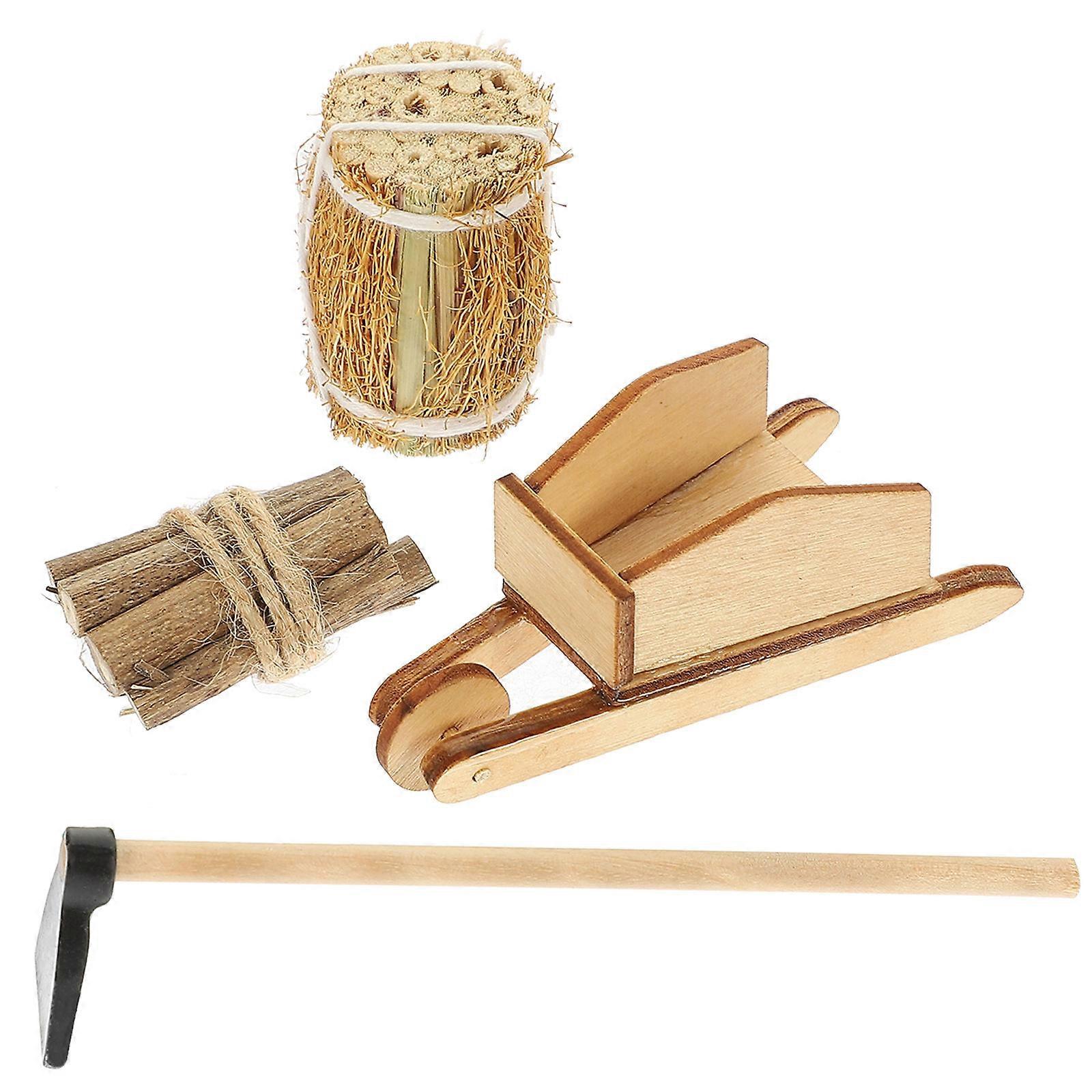 Mini Haystack Decor For Office Decoration With Realistic Shape Wood Material 2 Sets