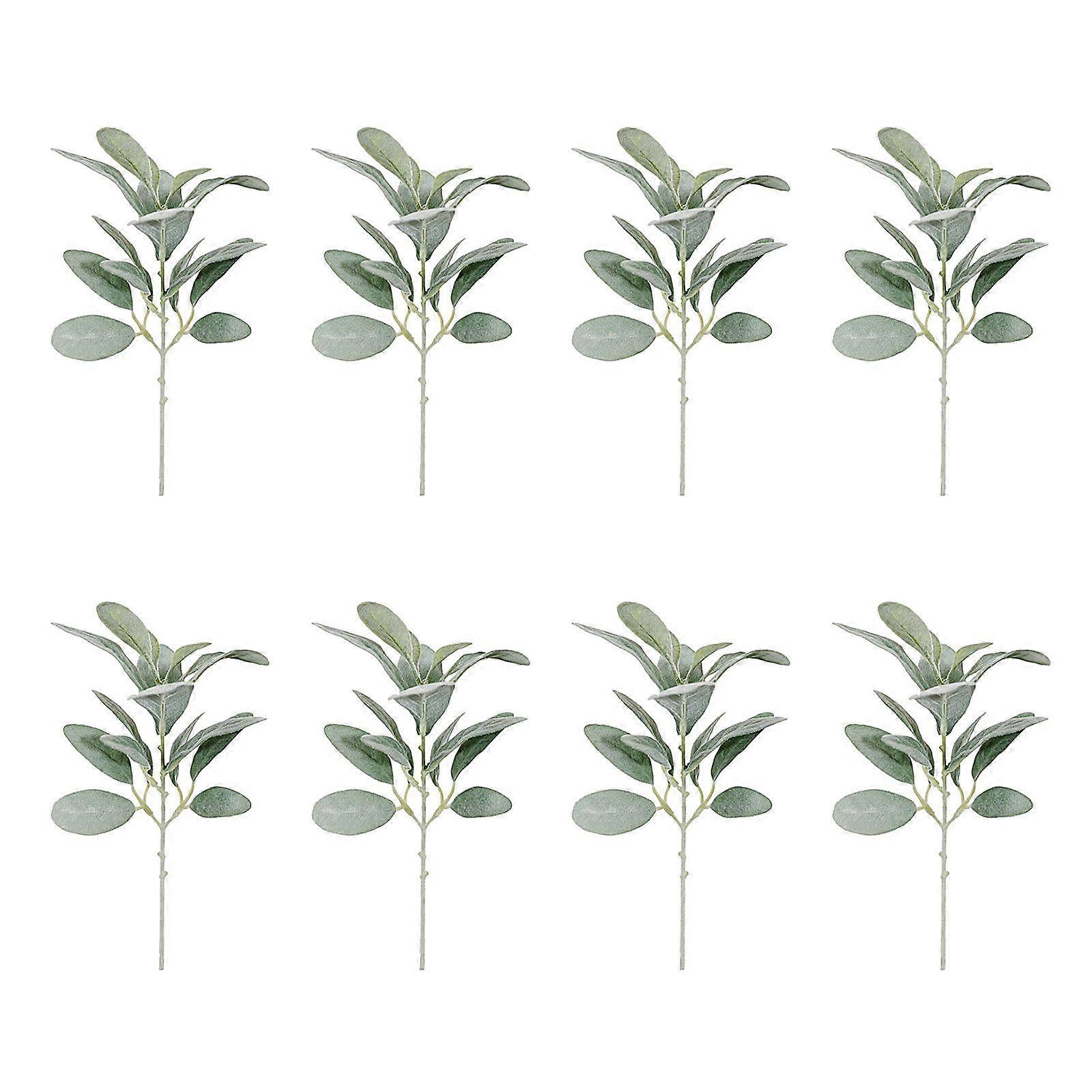 Minglan Flocked leaf flower arrangement accessories Home decoration single flocked rabbit ear leaf simulated sheep ear leaf flocked short branch sheep
