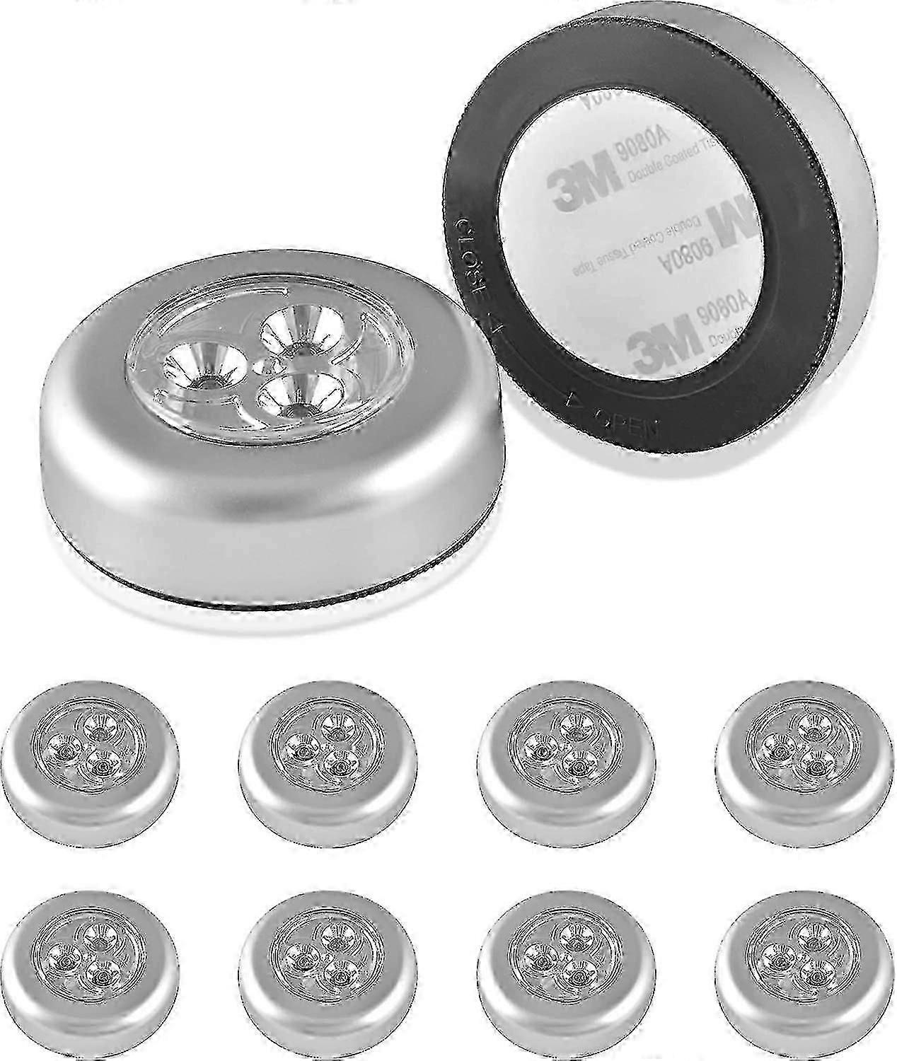 10 Pcs Wireless LED Spotlights, Self-Adhesive Battery-Powered Lighting for Kitchen & Closet