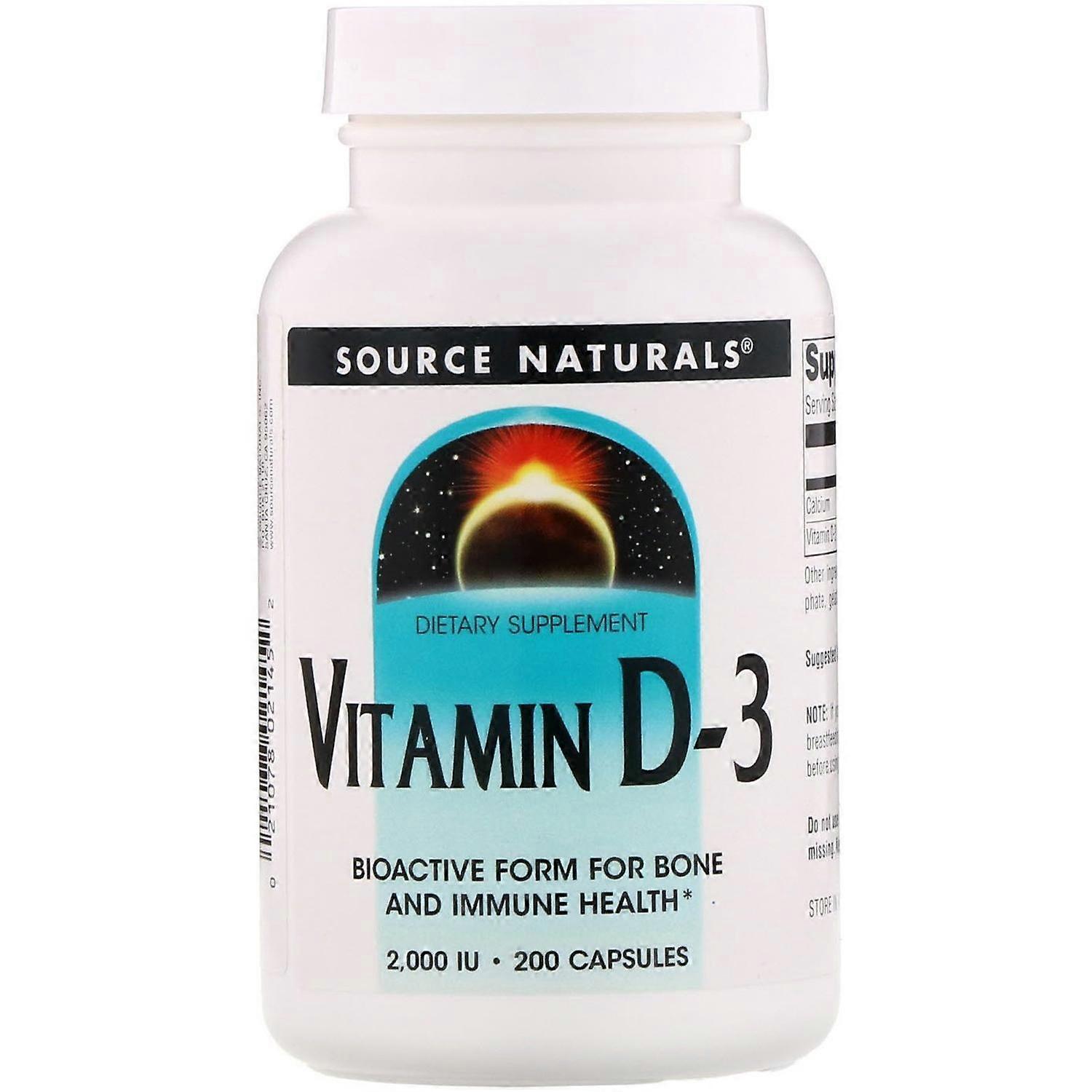 Source Naturals, Vitamine D-3, 2 000 UI, 200 Capsules