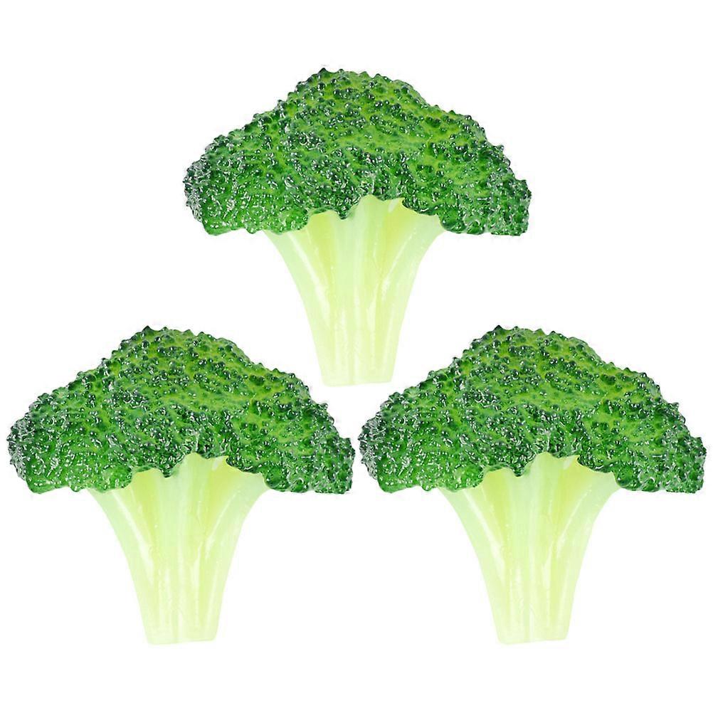 Broccoli Model Showcase Display Prop for Decor 3Pcs Artificial PVC