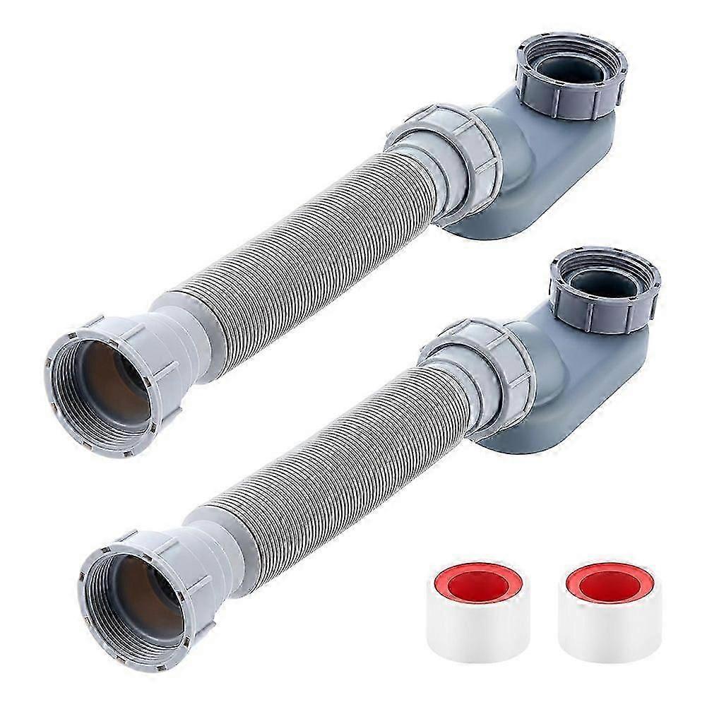 2 Pcs Low Profile 1 1/2 P Trap with Sealing Tape Low Profile Shower Drain Flat 1 1/2 P Trap Freesta