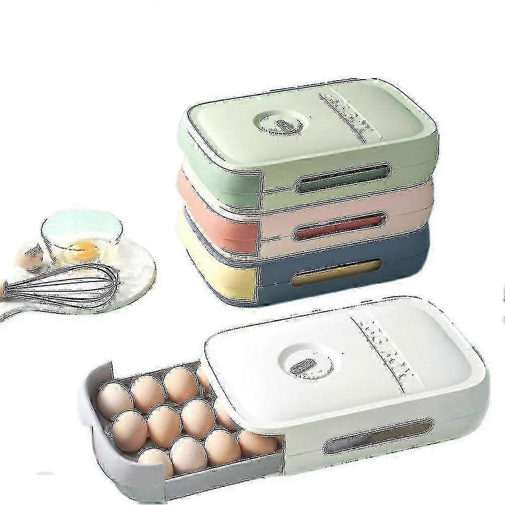 Egg Storage Container for Refrigerator, Drawer-Style Organizer, Stackable Egg Box with Breathable Design, Random Color