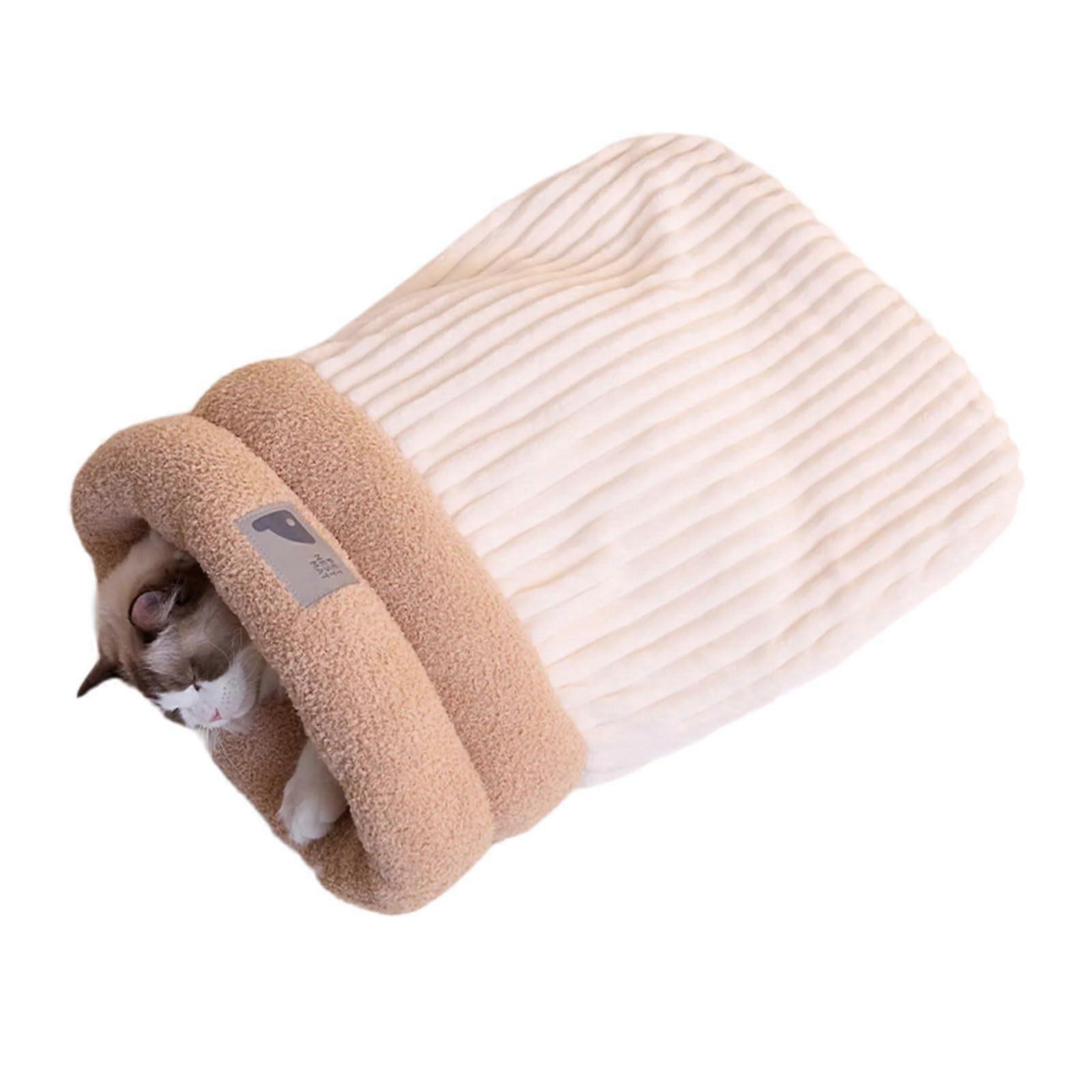 Warm Cat Bed Velvet BarrelShaped Cat Nest Cave Winter Plush Liner Pet Mats For Various Cats