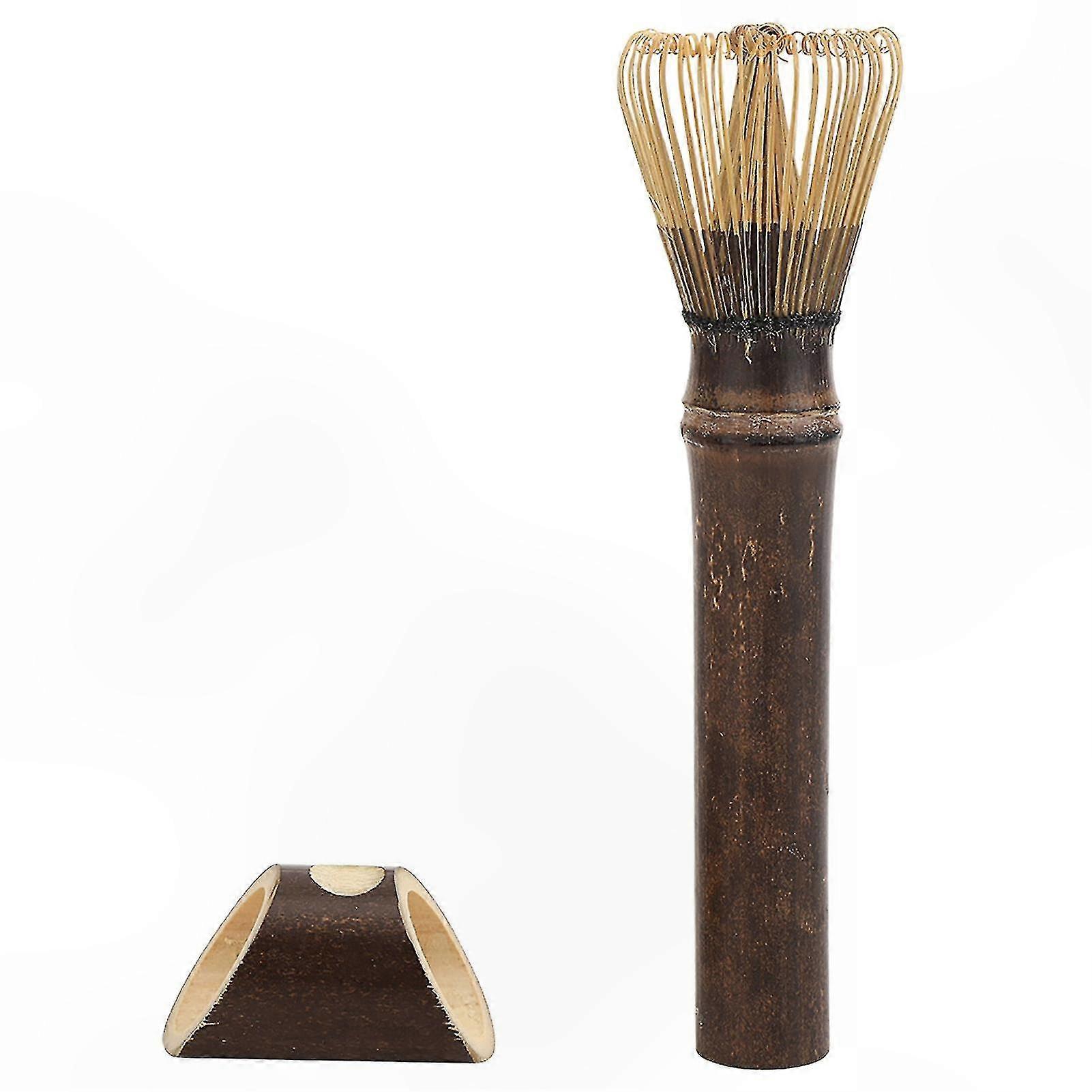 Bamboo Matcha Whisk with Long Handle for Tea Ceremony - Purple Handle Powder Brush Tool