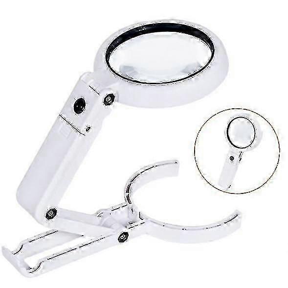 Table magnifier with LED, reading magnifier with stand, 5x and 10x magnifier, working magnifier, 8 L