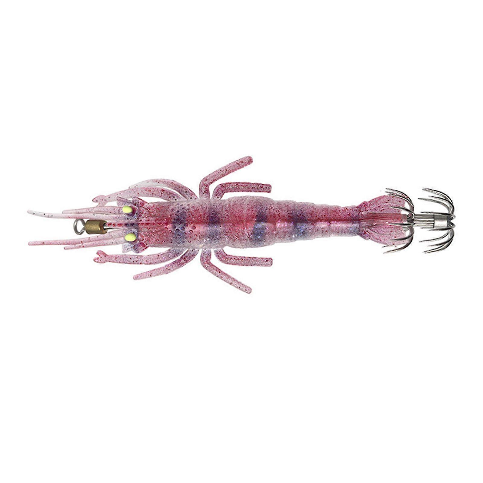 Soft Fishing Lure Shrimp-shaped Bait Realistic Looking Natural Swimming Posture Luminous Effect Artificial Lure with Sharp Hook