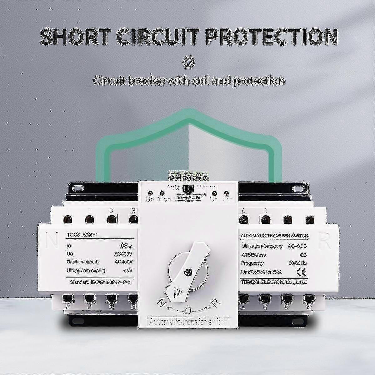 4p 63a 380v Mcb Type Dual Power Automatic Transfer Switch Ats Hk2 input 2 output SZRH A-S