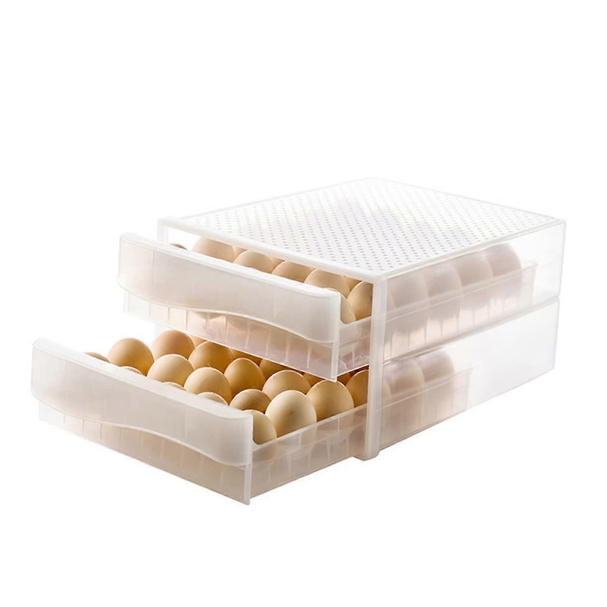 Egg Box Fridge Safe 34x26cm Double Deck Plastic Storage Box For Household Egg Organizer Baskets