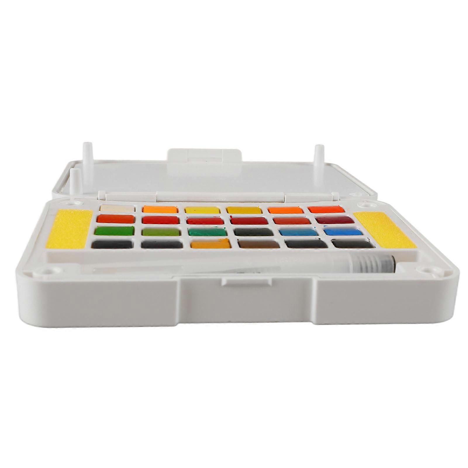 Water Color Paint 24 Bright Colors Quick Drying High Transparency Watercolor Paint Set with Pen Sponge Palette for Art 