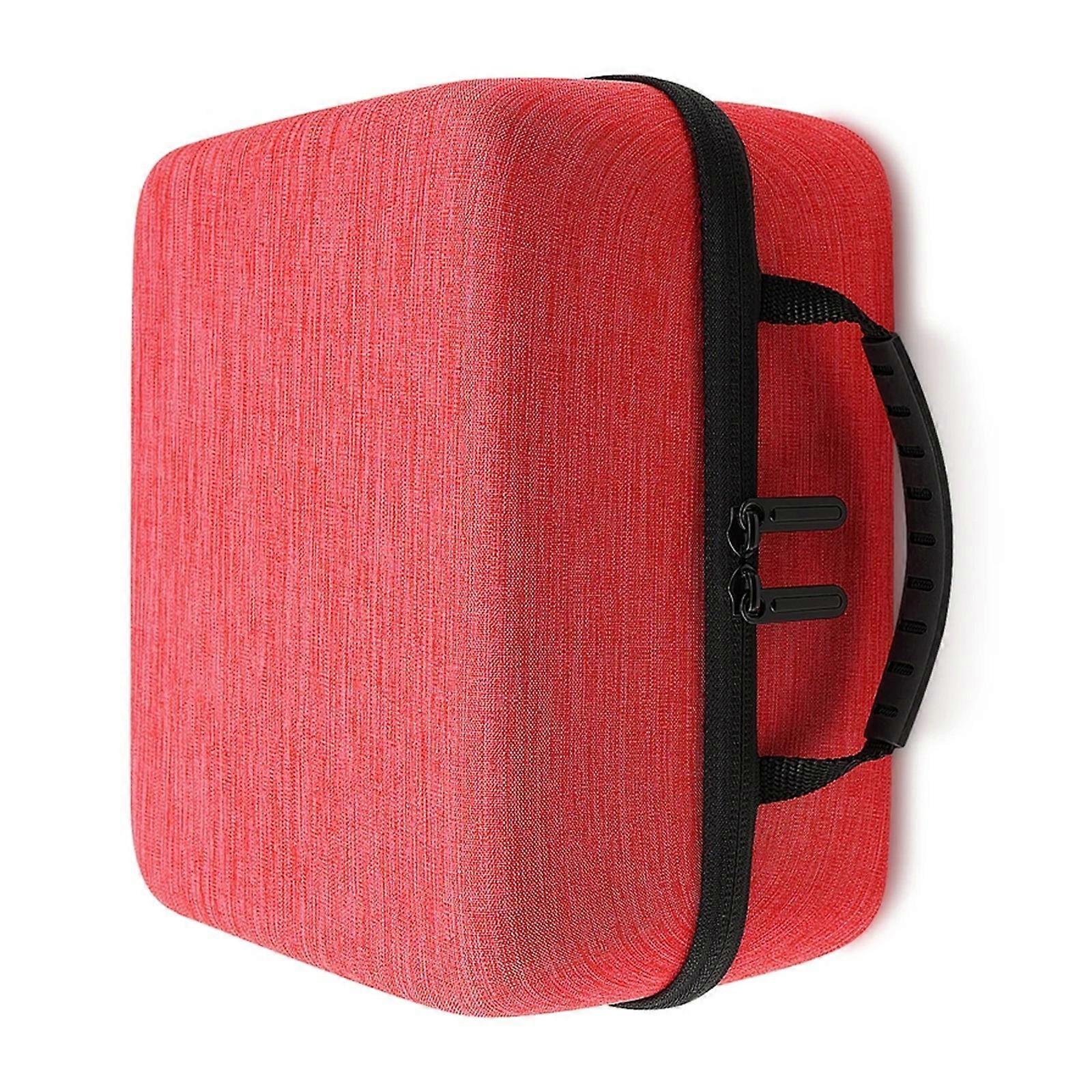 Shockproof EVA Travel Case for Record Player Protective Storage Bag with Convenient Handle  Red