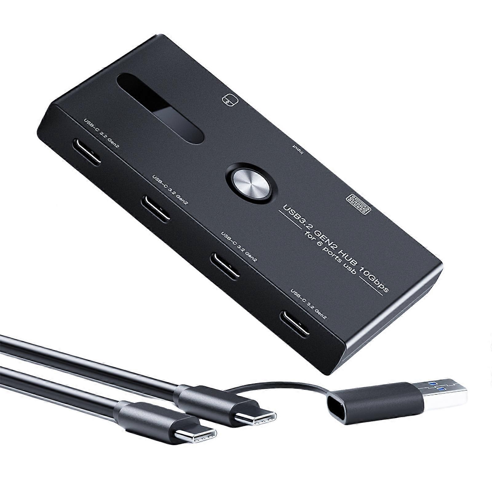 Multiport-USB-C-Adapter-Hub mit 6-in-1-Funktionalität: USB Typ C auf 4x USB-Splitter-Dockingstation, 10 Gbit/s schnelle Datenübertragung, mehrfarbig