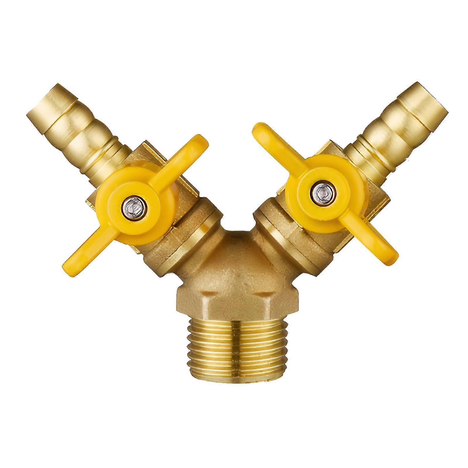 3 Way Hose Divider Valve With Metal Handle Yellow OuterWire DoubleTip Garden Hose Splitter