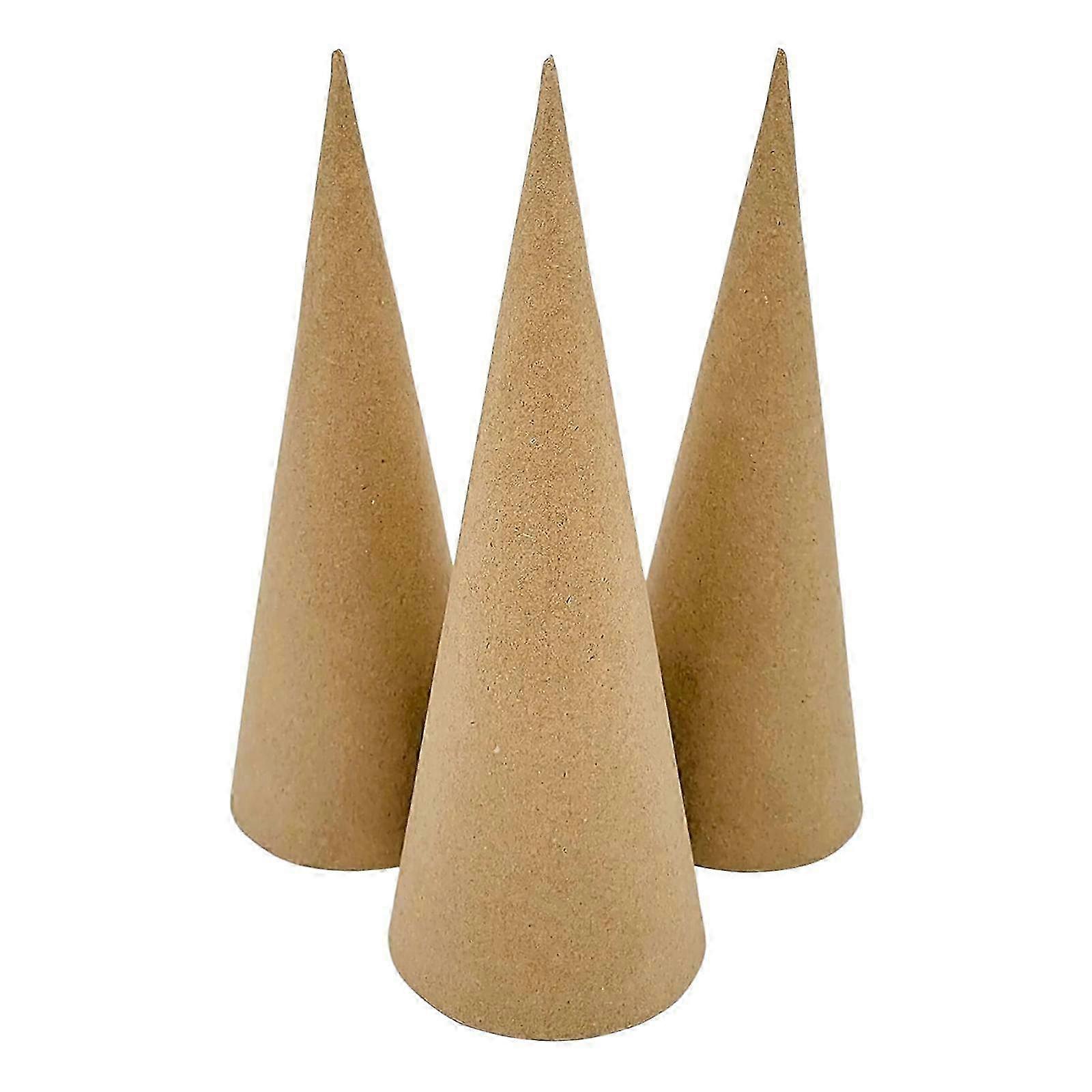 3 Pieces Paper Mache Cones Open Bottom Hands on Cardboard Cones for Craft for