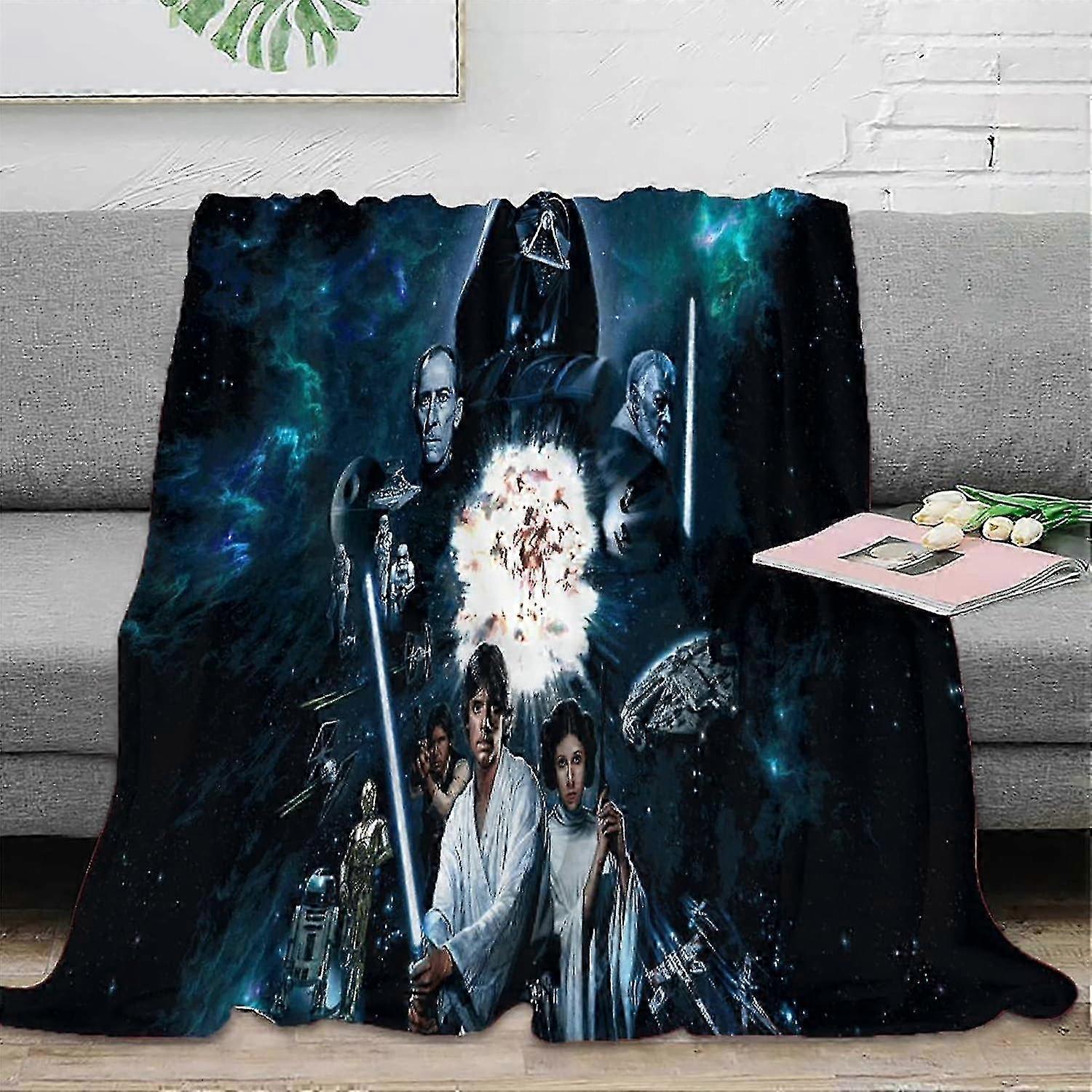 Star Wars Theme Fleece Throw Blanket, Autumn Winter Flannel Blanket Super Soft Fuzzy Warm, Lightweight Fluffy Plush Blanket for Bed Sofa Cou