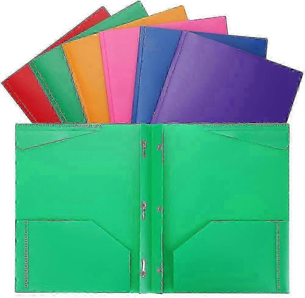 6 Pack Colored File Folders With Pockets And Business Card Holder, Pastel Decorative Pocket Folders For Documents, Cute Plastic Folders For Filin
