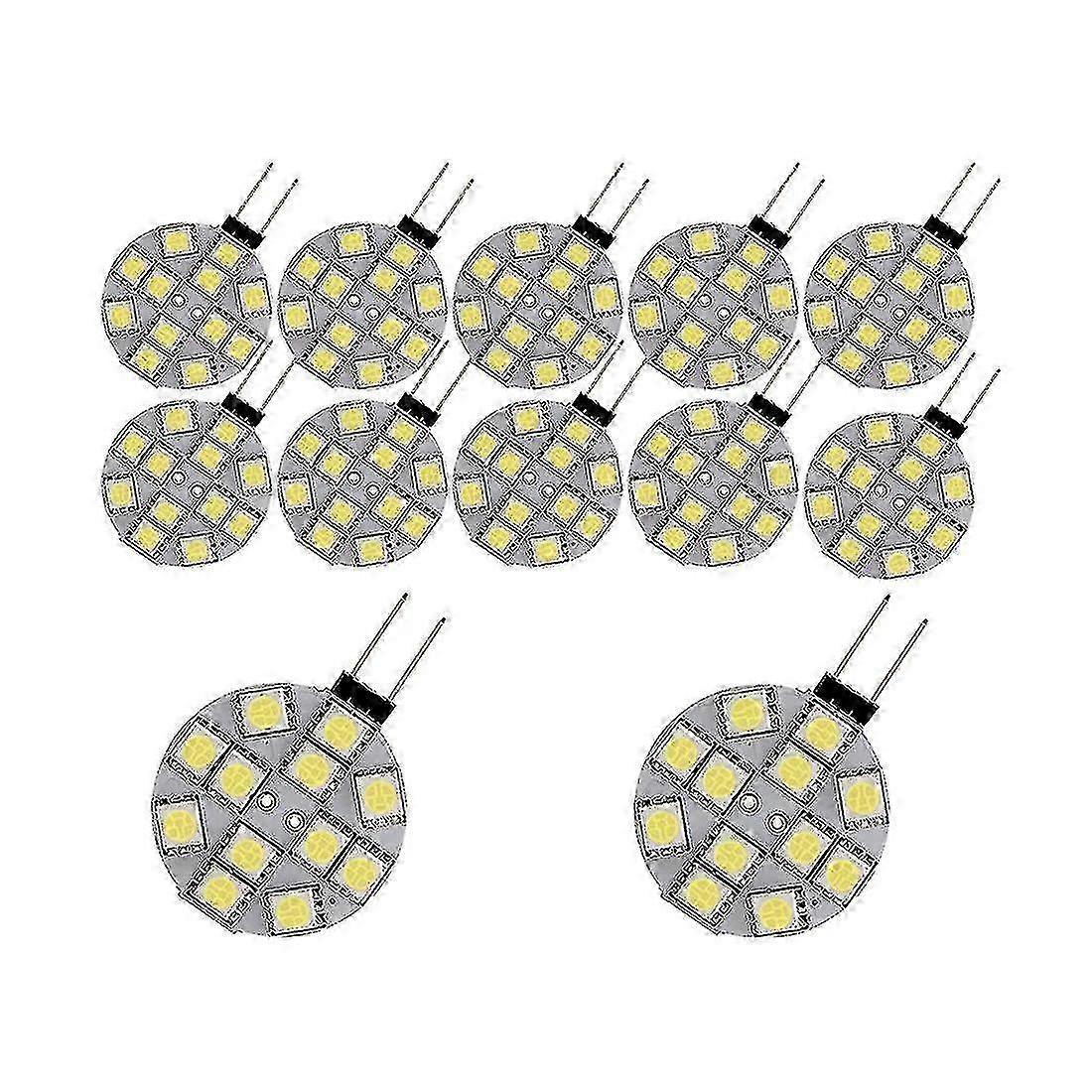 12pcs G4 Lights Led Side Pin Base Round G4 5050 12smd Led Rv Light Home Reading Light, White