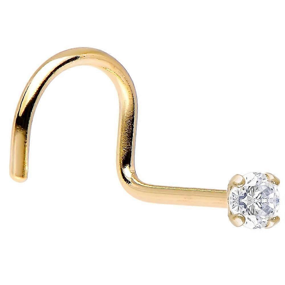 Solid 14K Gold Nose Screw with Genuine Diamond