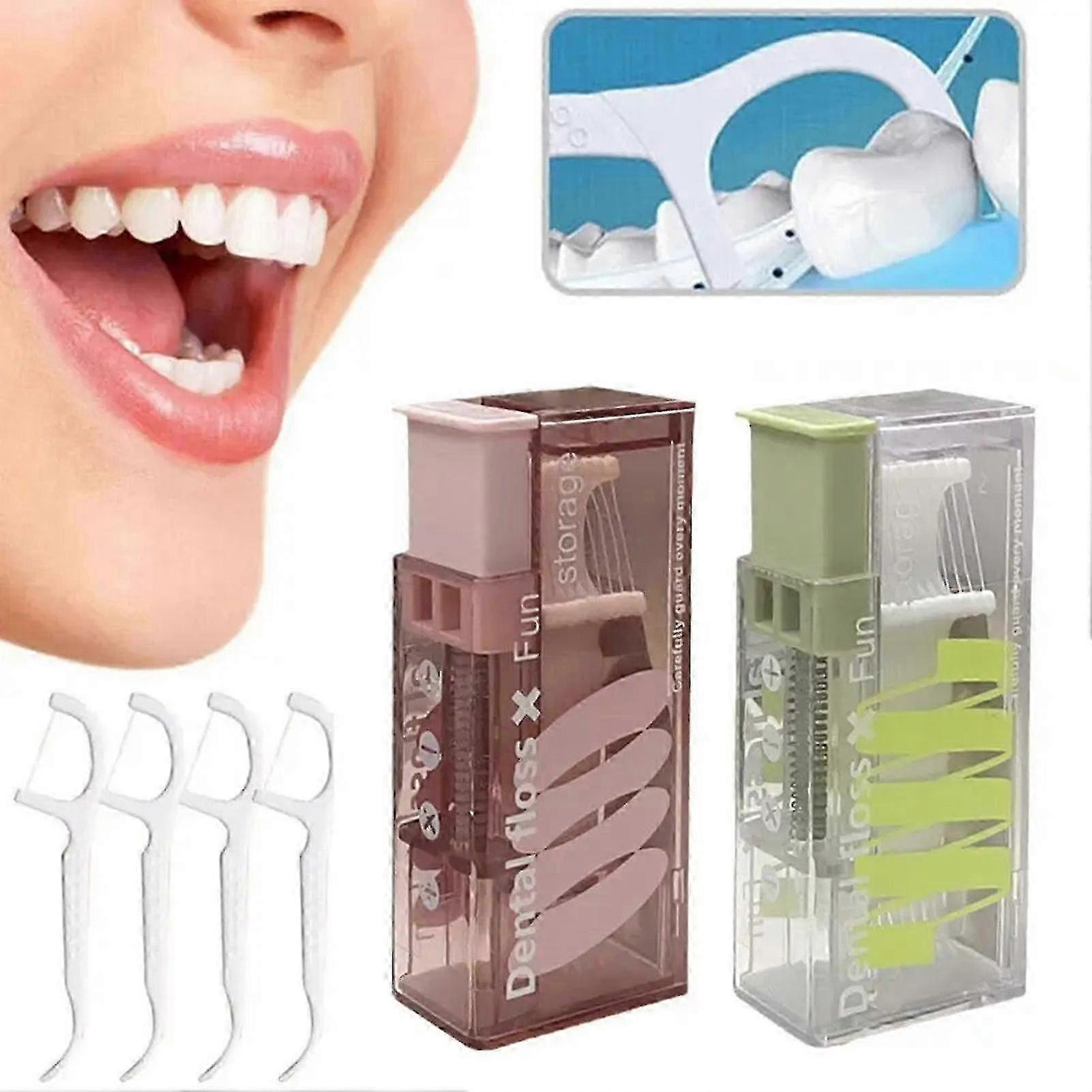 Portable Floss Box Disposable Dental Floss Refillable Floss Pick Floss Dispenser Contains 10Pcs Floss Oral Hygiene Care