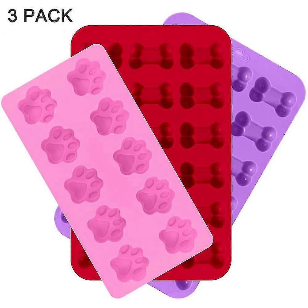 3pack Silicone Ice Molds Trays With Puppy Dog Paw And Bone Shape