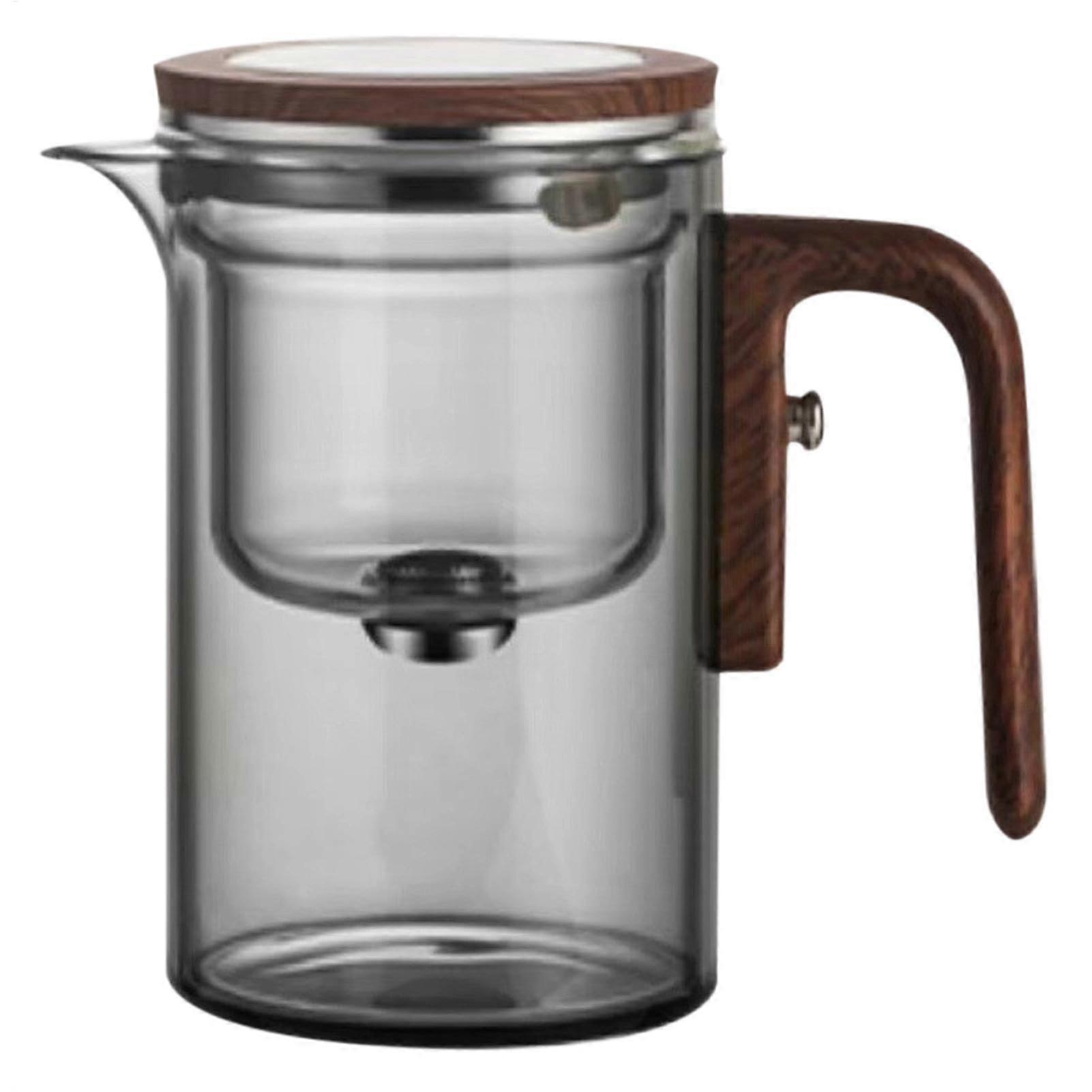 Tea Pot With Strainer 600ml Capacity Clear Tea Pot With Infuser And Wooden Handle