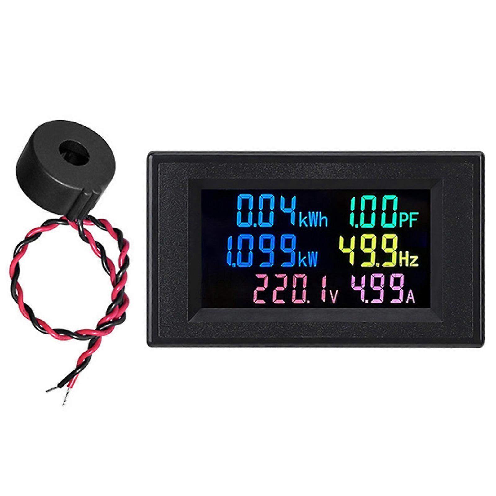 Industrial Digital Single Phase Power Meter Tester 60-300 Volt 0-199.9A Ranging High Frequency Accuracy ABS Construction Multicolor