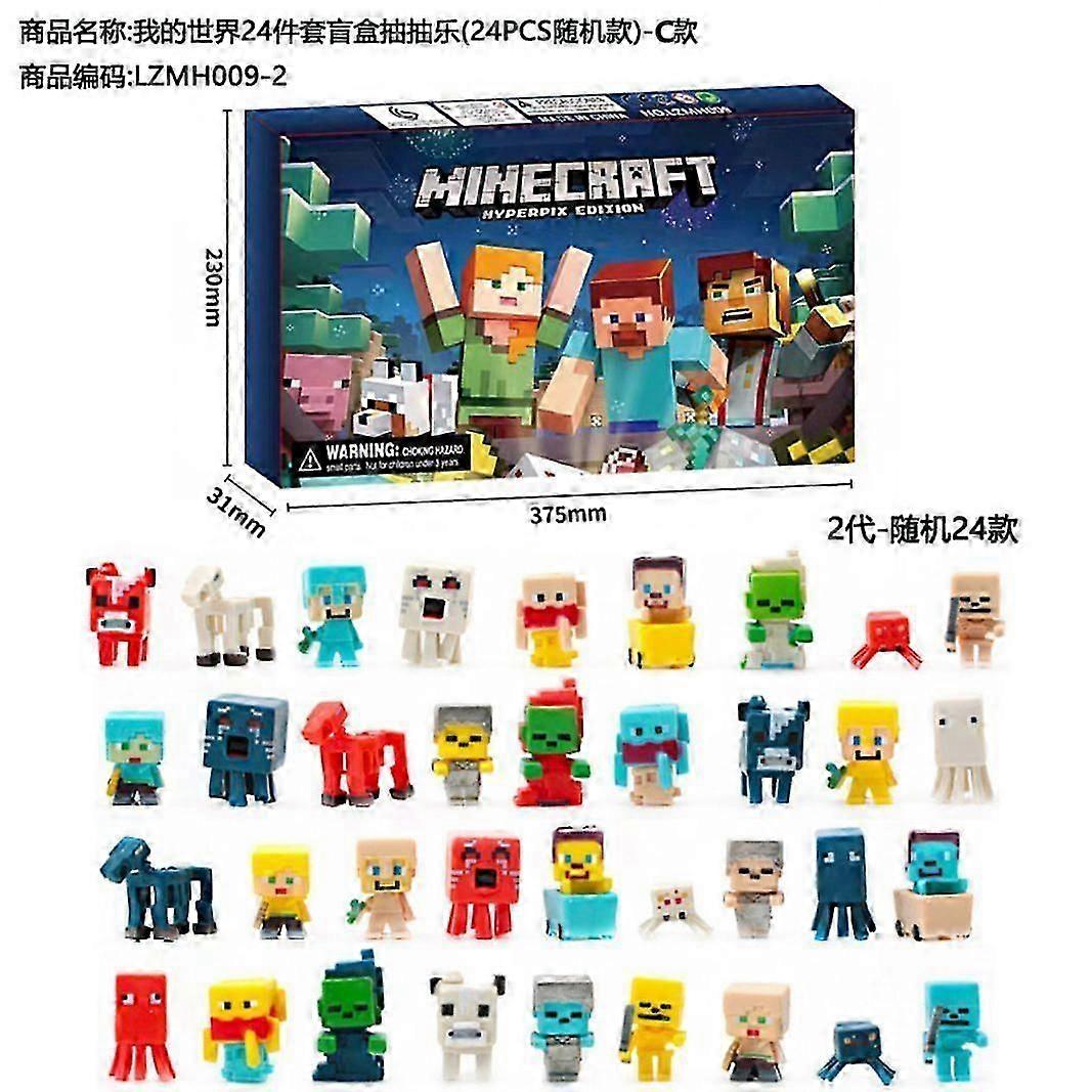 24pcs blind box Christmas advent calendar gift box Minecraft building block toys countdown small ornaments