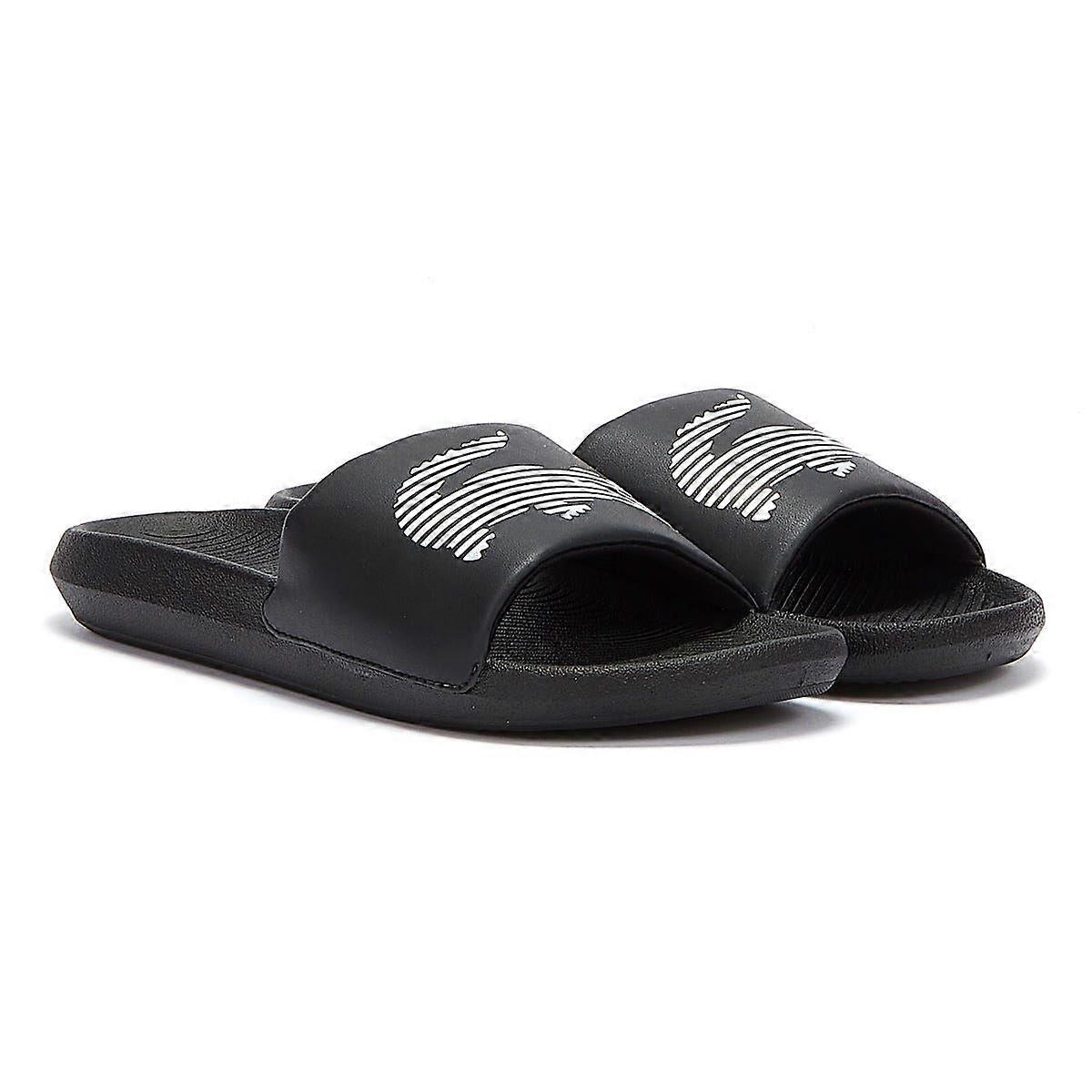 Lacoste Croco Mens Black / Silver Slides