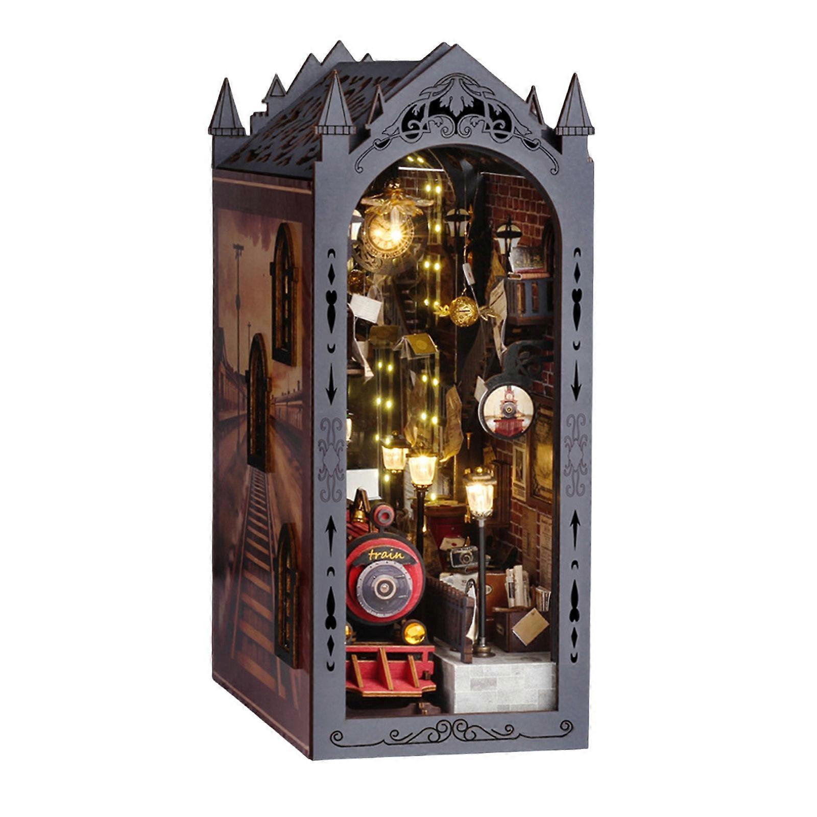 Wooden Assembly Toy Miniature Scene Model DIY Bookend Craft Set For Home Decor And Creative Building Enthusiasts Multicolor