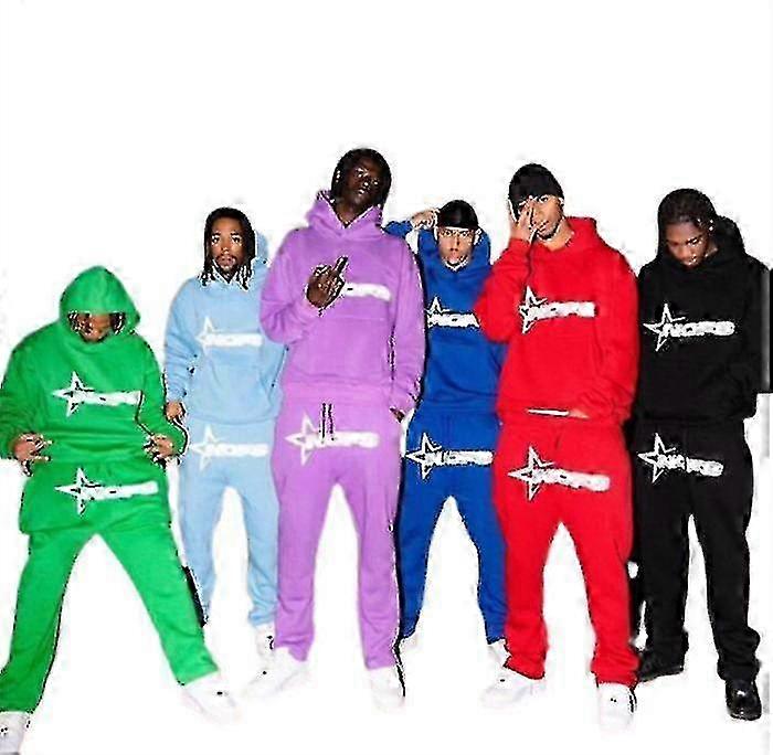 w Men's Monogrammed Printed Two-piece Hooded Sweatshirt Set