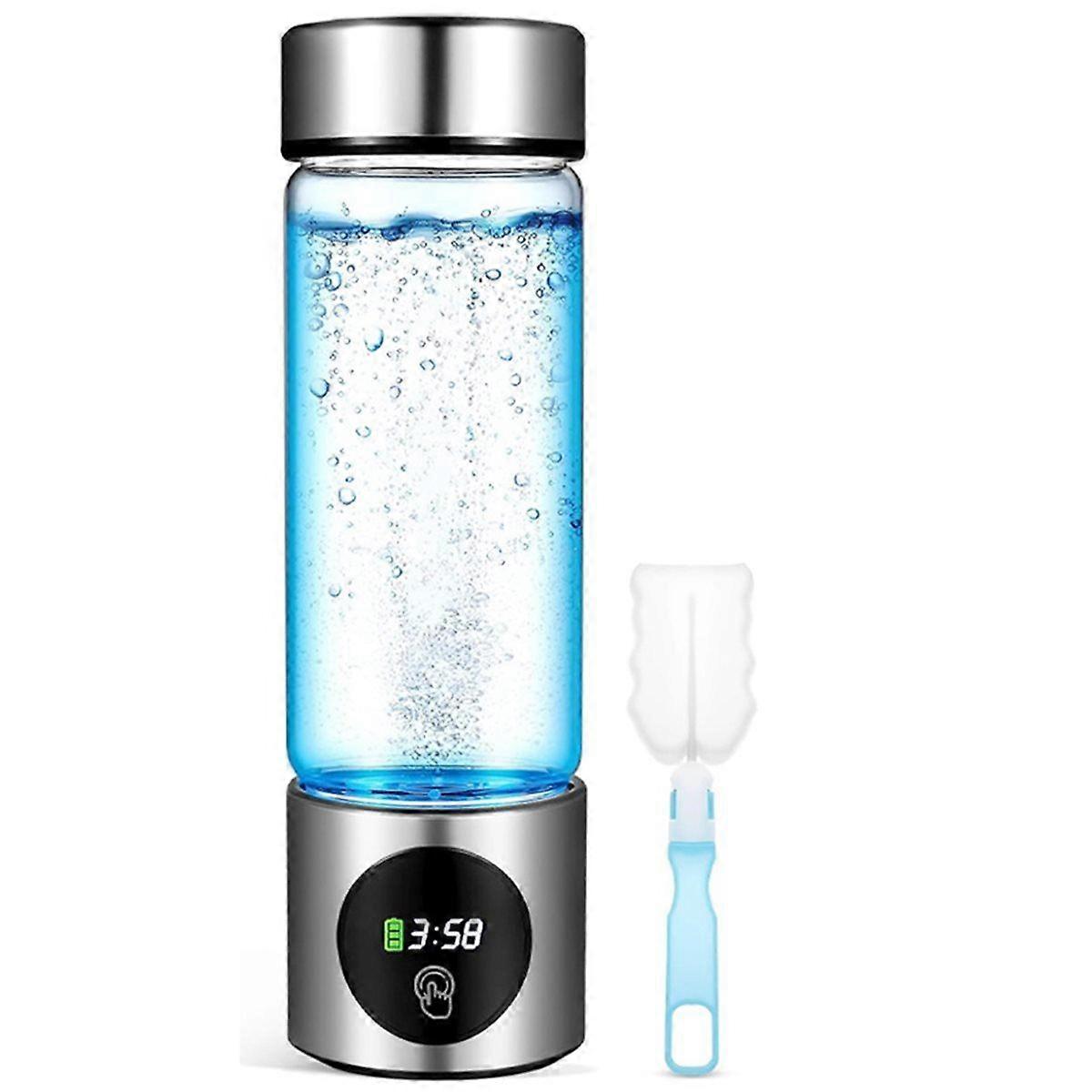 Portable Hydrogen Water Generator Bottle SPE+PEM Dual Chamber Lonizer + PPB&Time Display Electrolyt