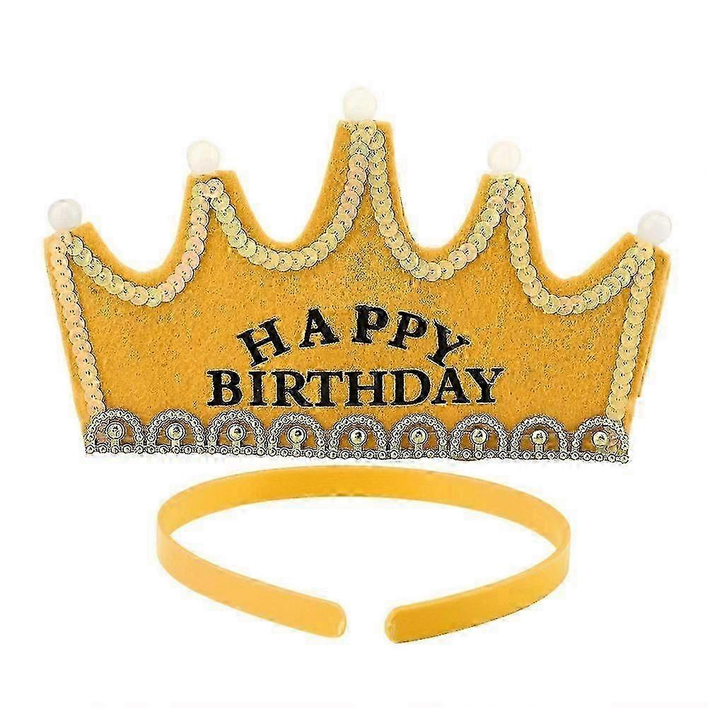 1 kpl itse tehty söpö syntymäpäiväkoriste kruunulippis (keltainen)