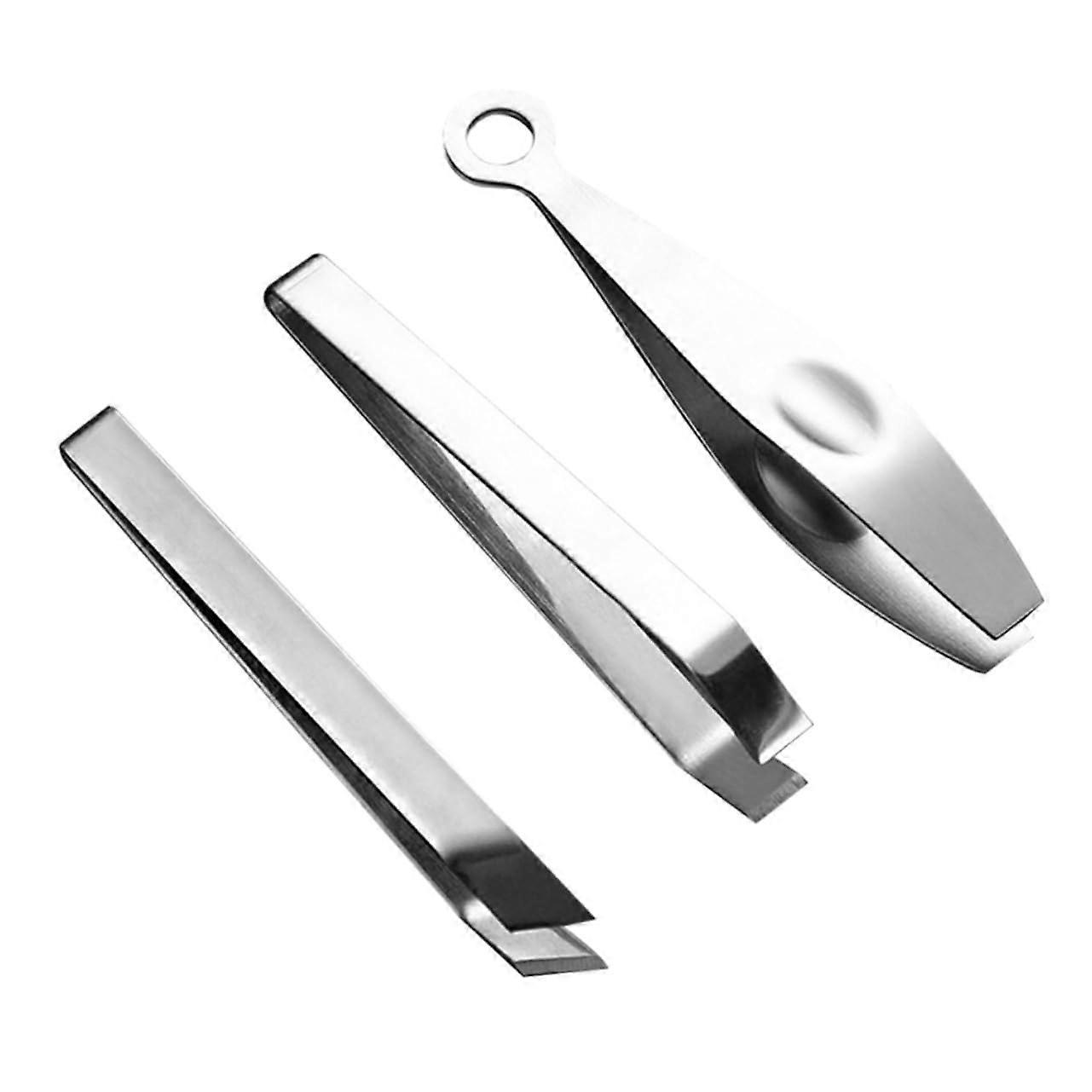 Stainless Steel Fish Bone Tweezers Set with Flat and Angled Tips for Cooking and Food Prep