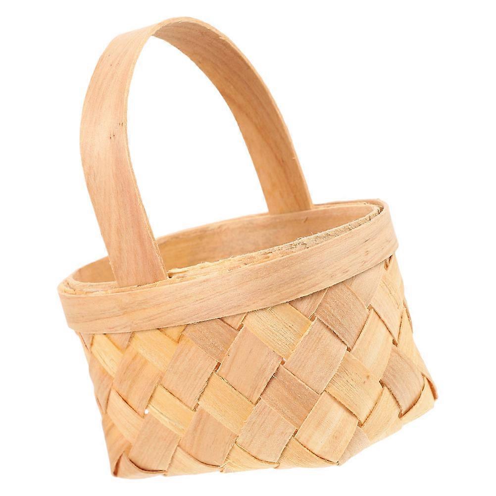 Hand-Woven Candy Holder Basket In Beige For Weddings And Various Occasions Convenient Handle 1 Set