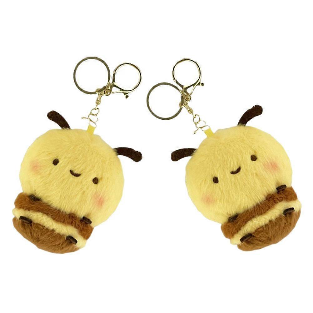 Plush Bee Keychain Adorable Bee Charm Pendant Keyring Pack