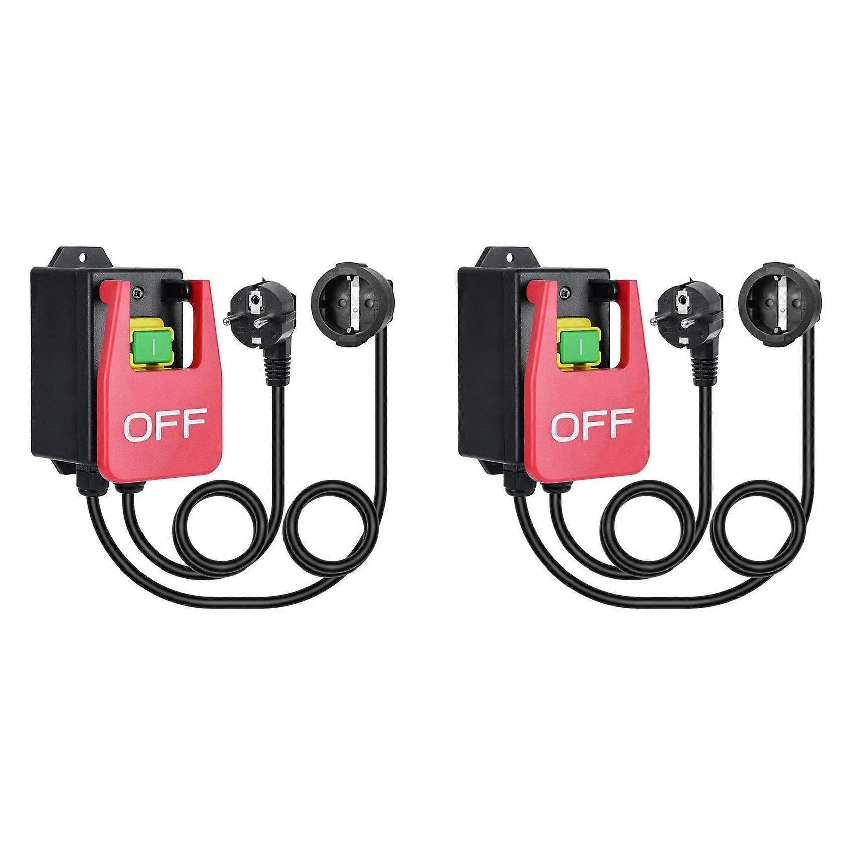 2X 220V Single Phase on/Off Switch, Safety-Switch with Large Stop Shield Paddle for Quick Emergency Stops EU Plug