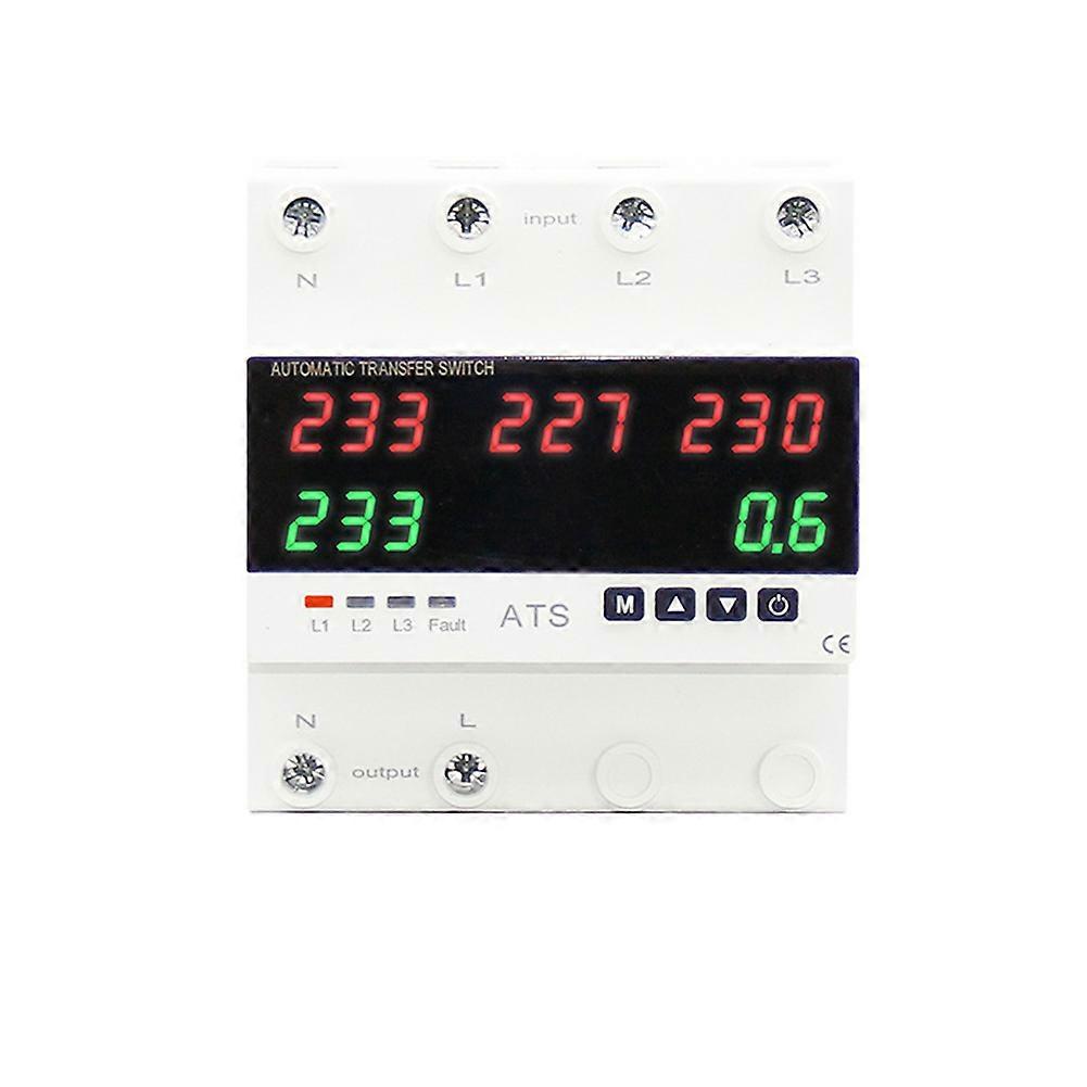 Over Under Voltage Protector ATS Automatic Transfer Switch Phase Selector Uninterrupted Power over Current Limiter 63A