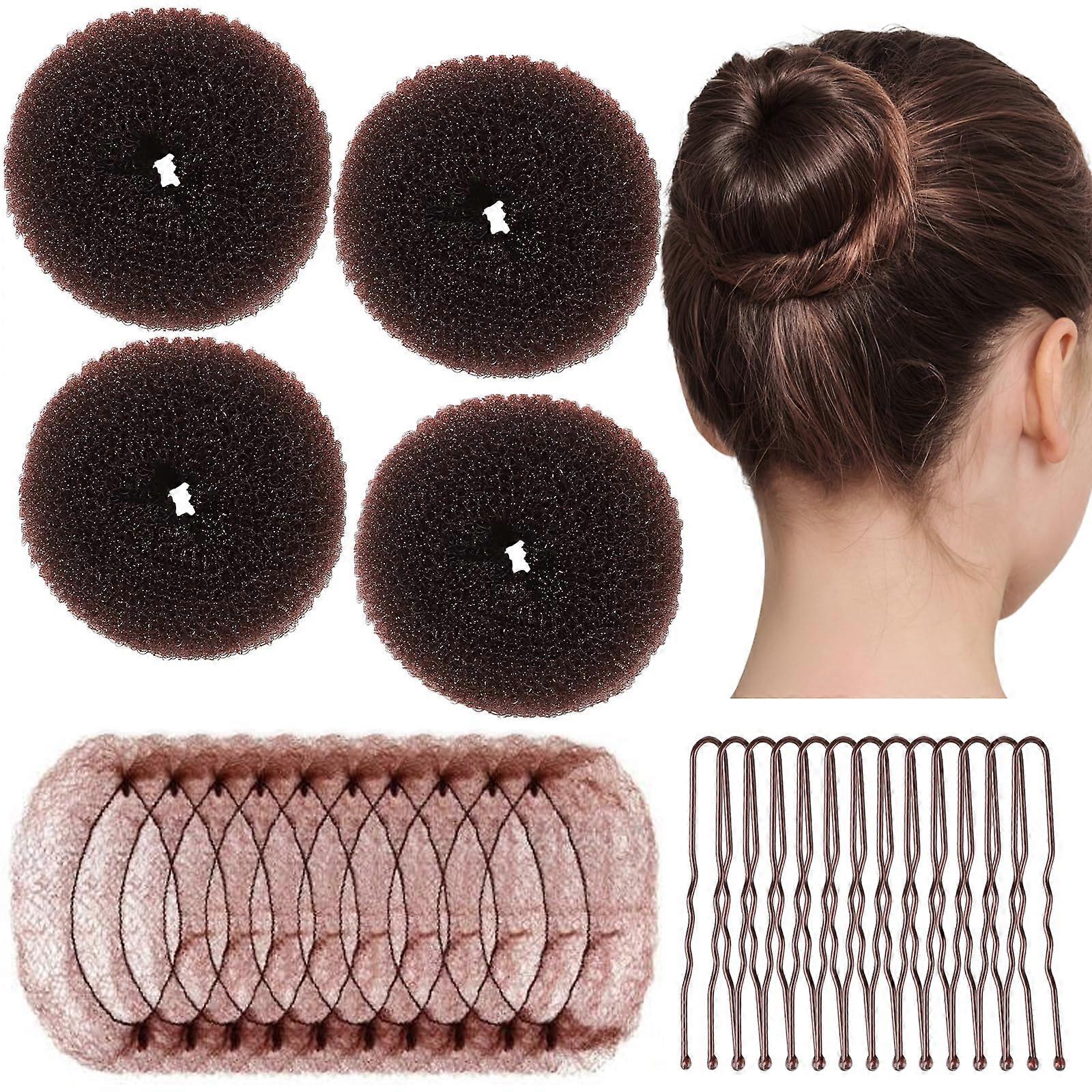 Kids Ballet Bun Kit with Hair Nets and Bobby Pins, Easy Styling Extra Small Dark Brown Set