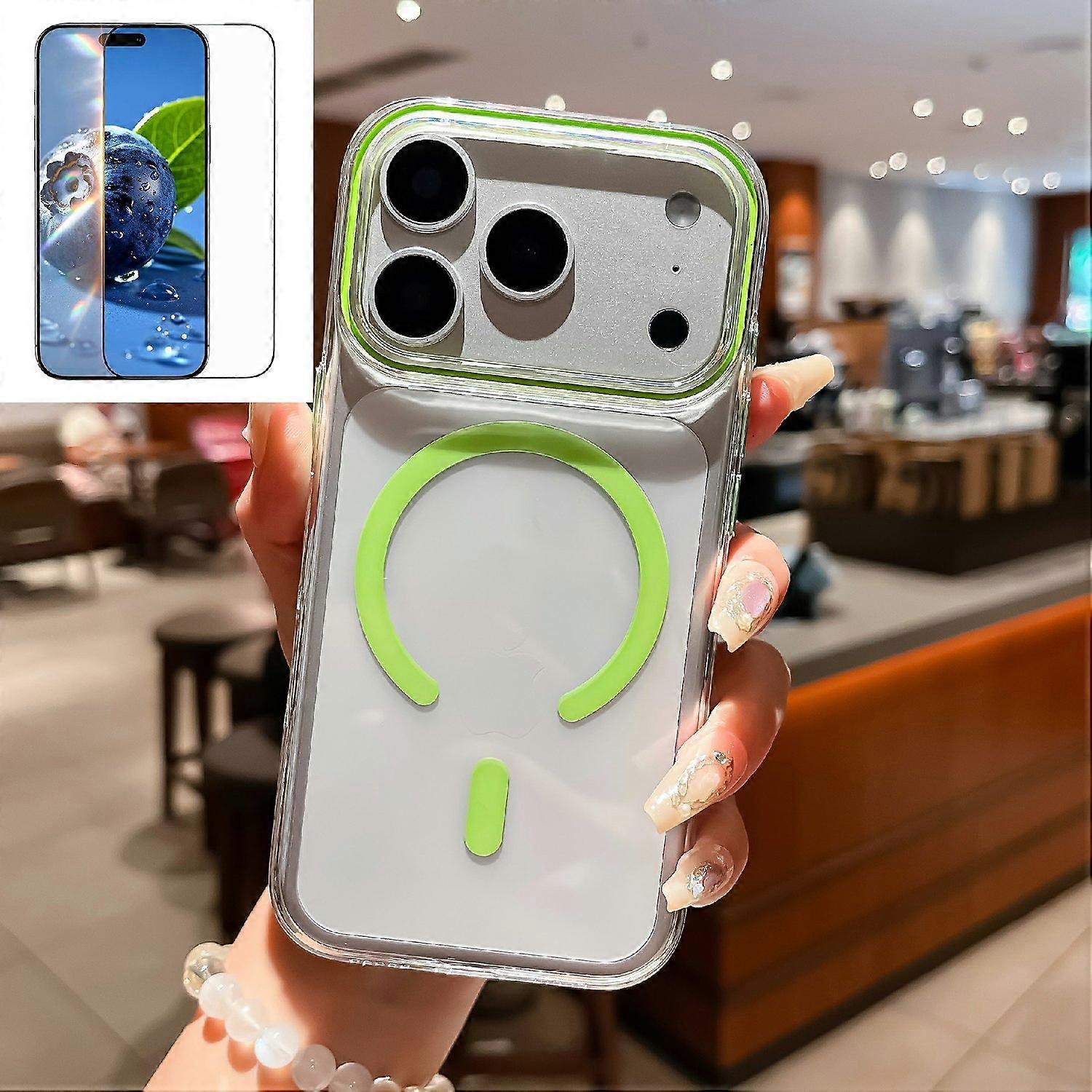 For iPhone 17 Pro Max Crystal Clear Case Compatible with MagSafe Hard PC Phone Cover with Tempered G