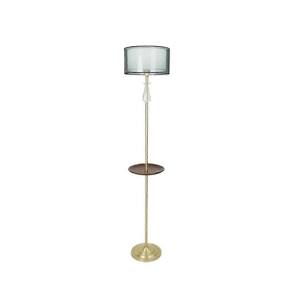 Floor Lamp with Double Lampshade and Tray, Adjustable Color Temperature for Living Room