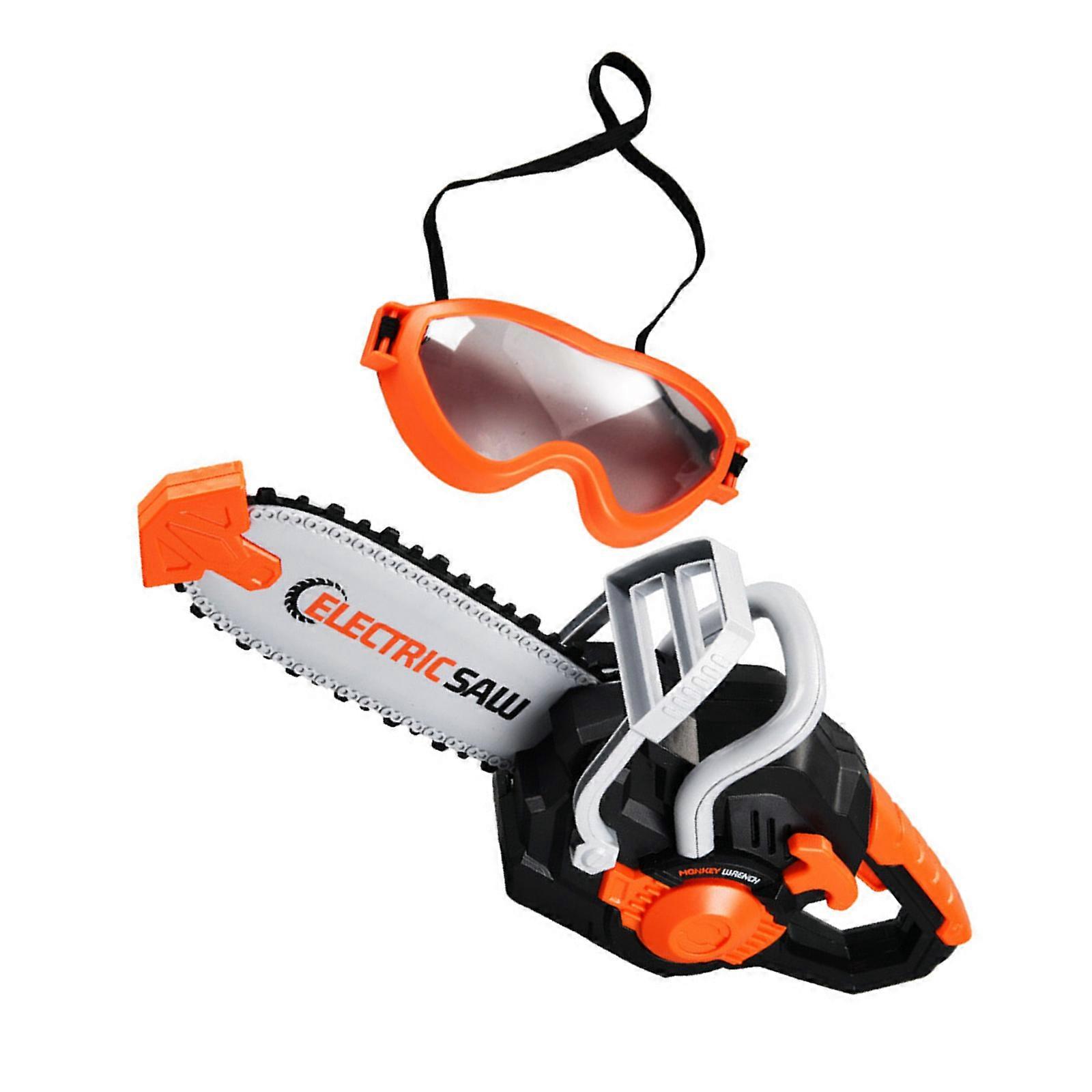 Educational Boys Tool Featuring Chainsaw and Goggles to Develop Problem Solving Abilities and Hand Eye Coordination Multicolor