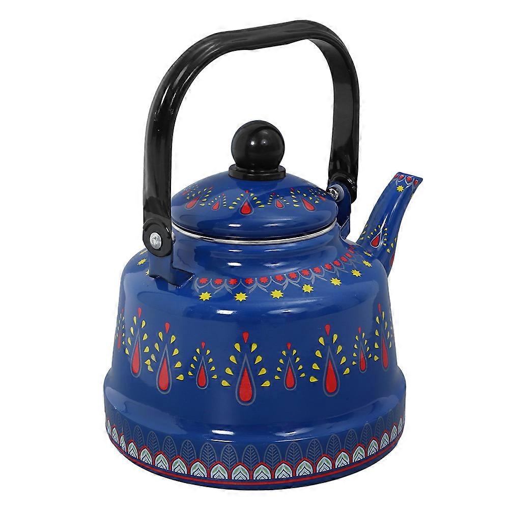 Blue Enamel Tea Kettle for Boiling Water 1.7 L Kitchen Use Kettle