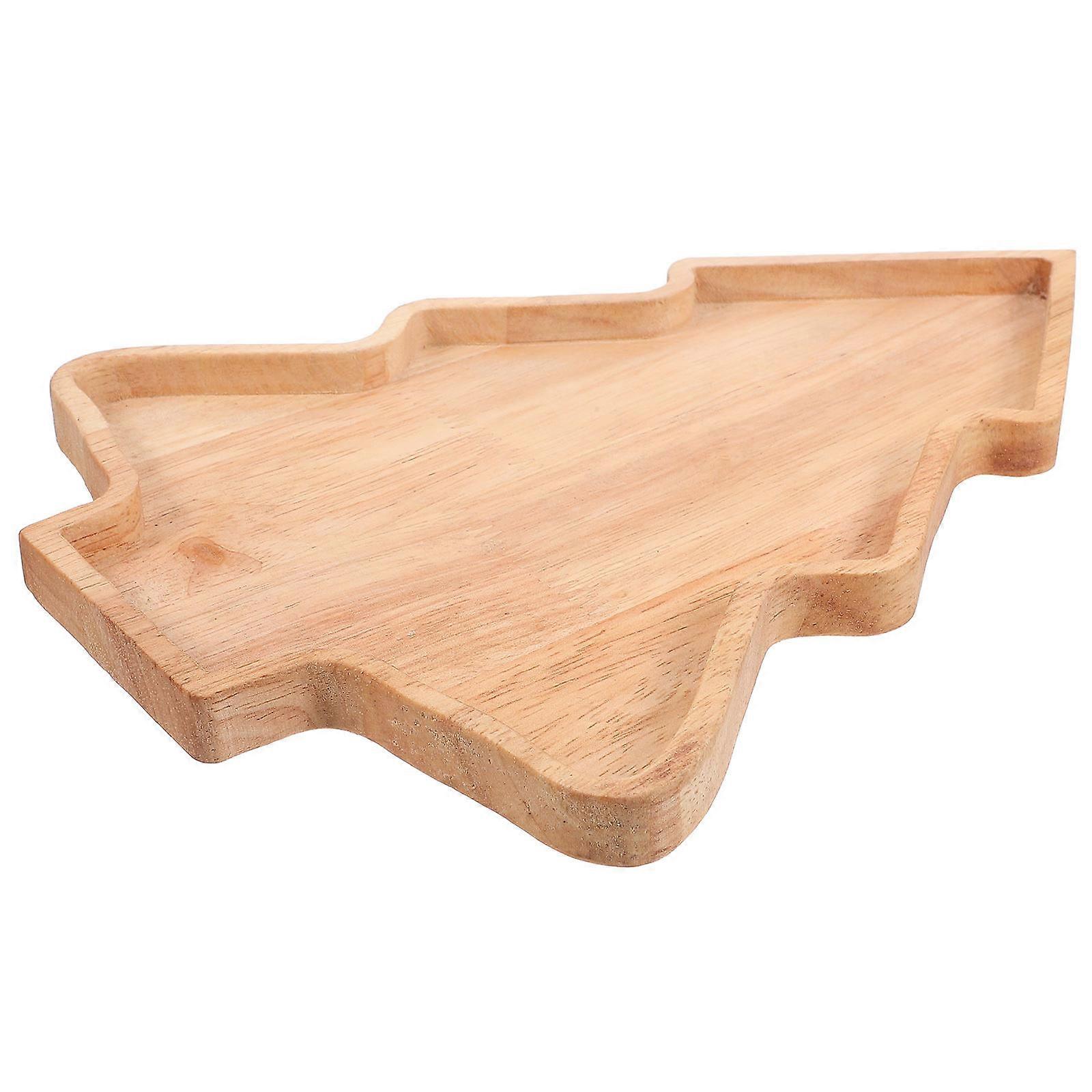 Christmas Tree Snack Plate Wooden Serving Tray for Storage Use